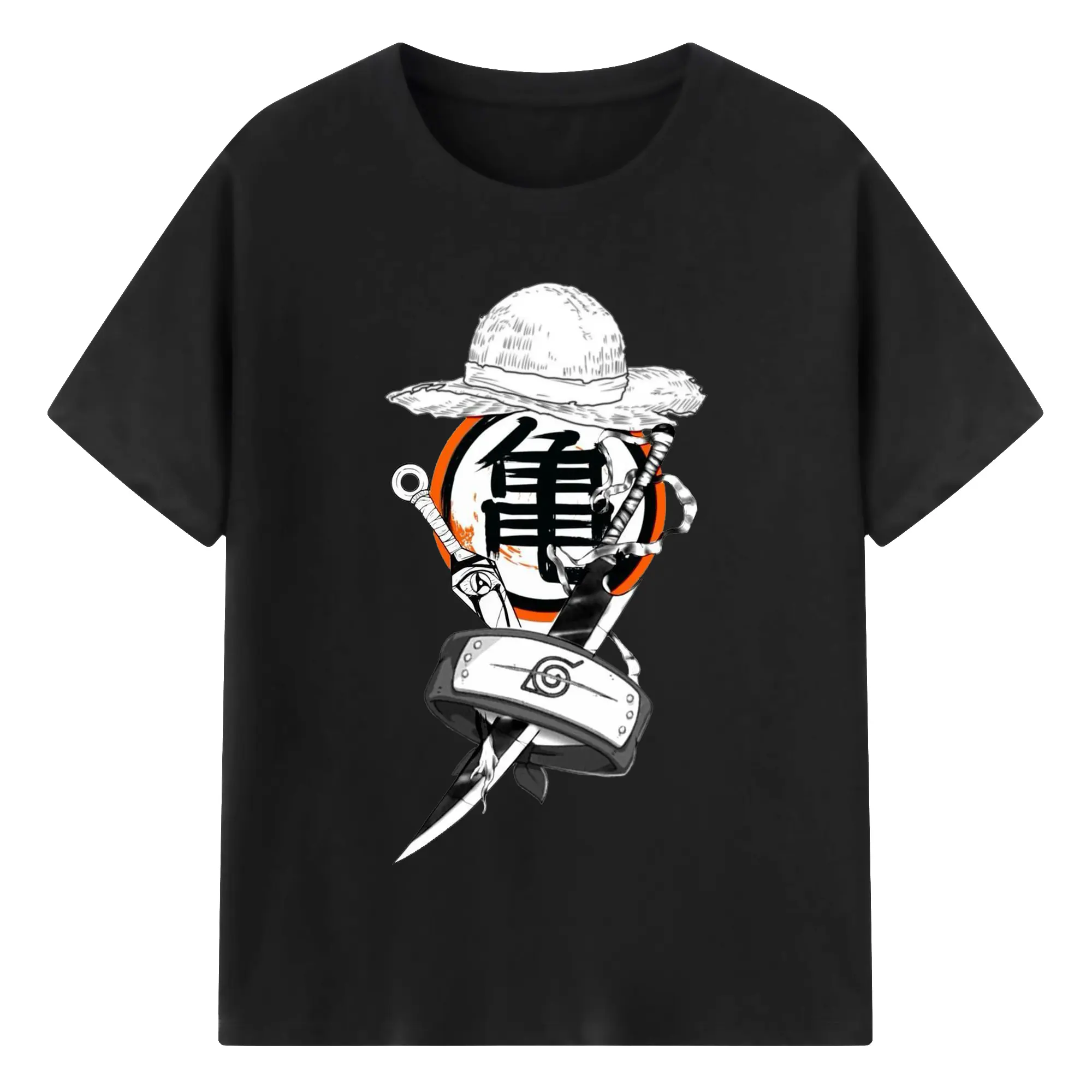 うずまき ナルトワンピース ドラゴンボールコラボ限定 - 綿100％ 半袖Tシャツ ・ フロントプリント ・ 快適 通気性 ・ 日常使い 散歩 スポーツ用