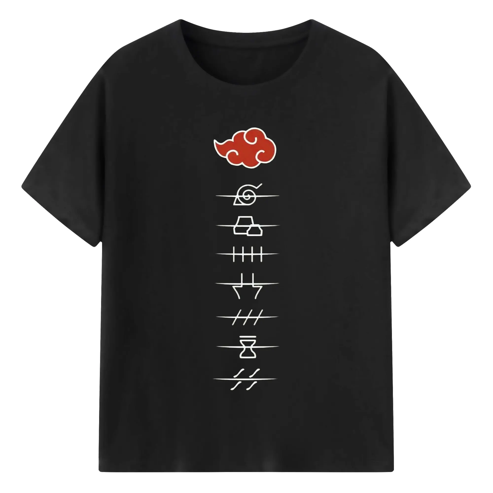 うずまき ナルトあかつき 叛忍 ロゴ - 綿100％ 半袖Tシャツ ・ フロントプリント ・ 快適 通気性 ・ 日常使い 散歩 スポーツ用