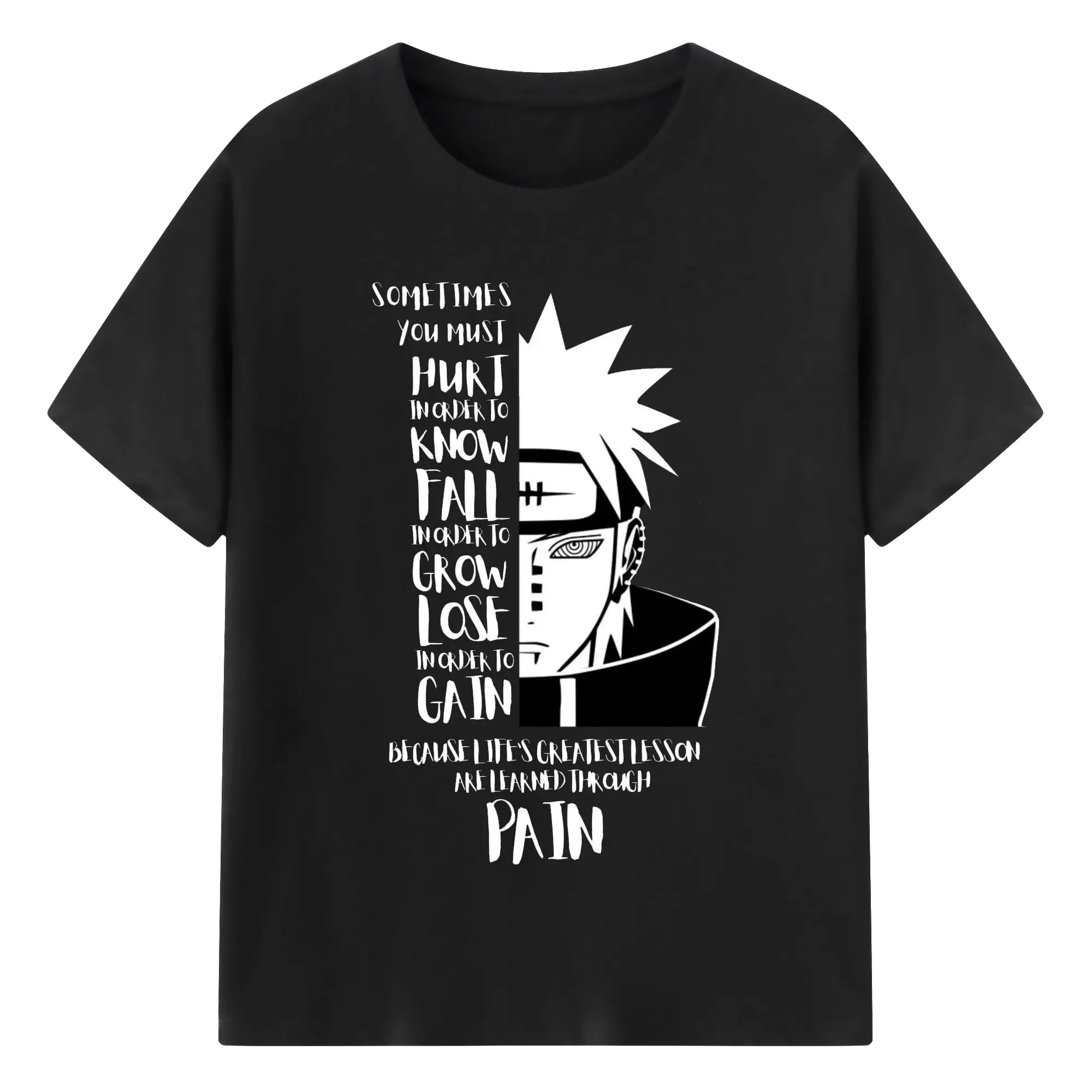 うずまき ナルト　ペイン - 綿100％ 半袖Tシャツ ・ フロントプリント ・ 快適 通気性 ・ 日常使い 散歩 スポーツ用