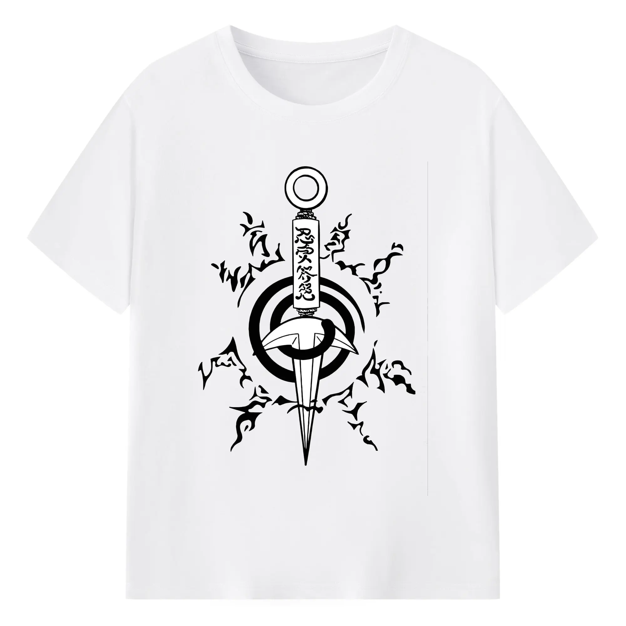 うずまき ナルト 九尾の封印 - 綿100％ 半袖Tシャツ ・ フロントプリント ・ 快適 通気性 ・ 日常使い 散歩 スポーツ用