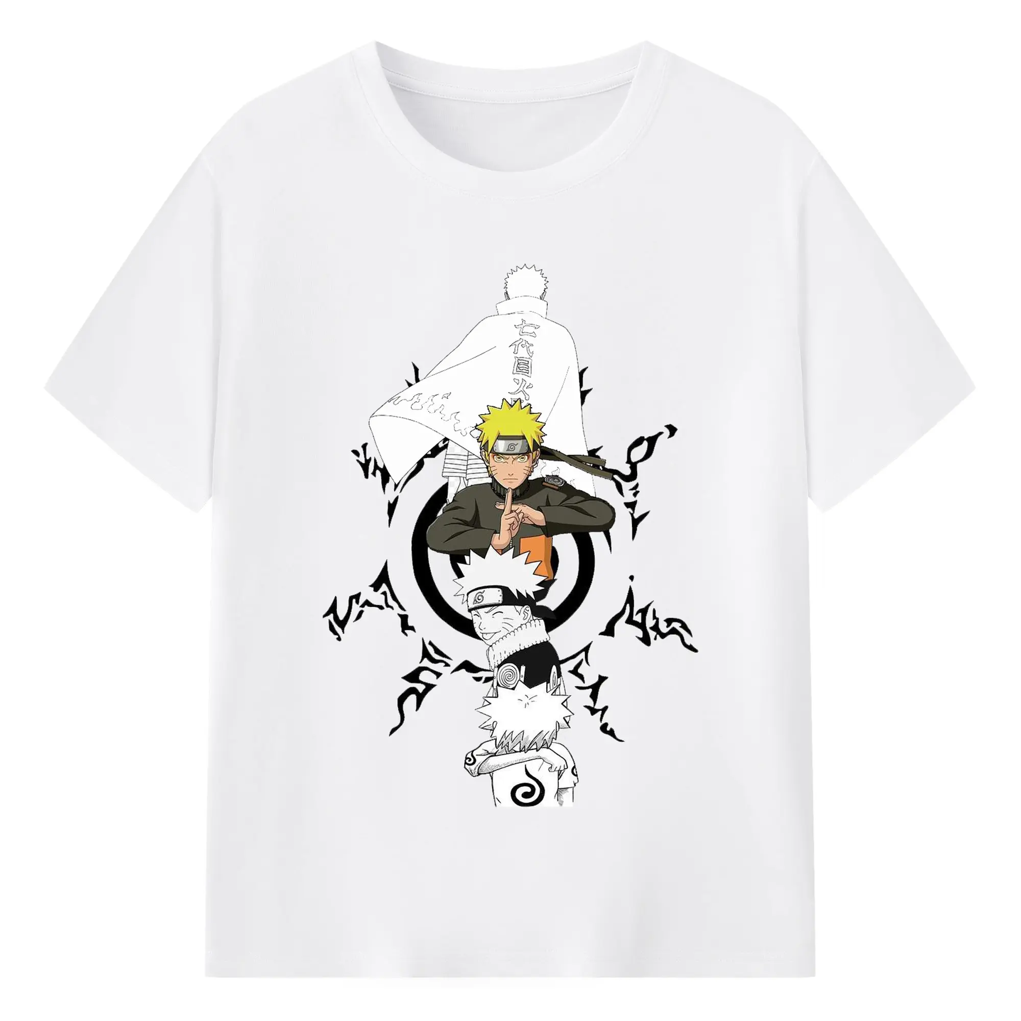 うずまき ナルト　修行の旅 - 綿100％ 半袖Tシャツ ・ フロントプリント ・ 快適 通気性 ・ 日常使い 散歩 スポーツ用