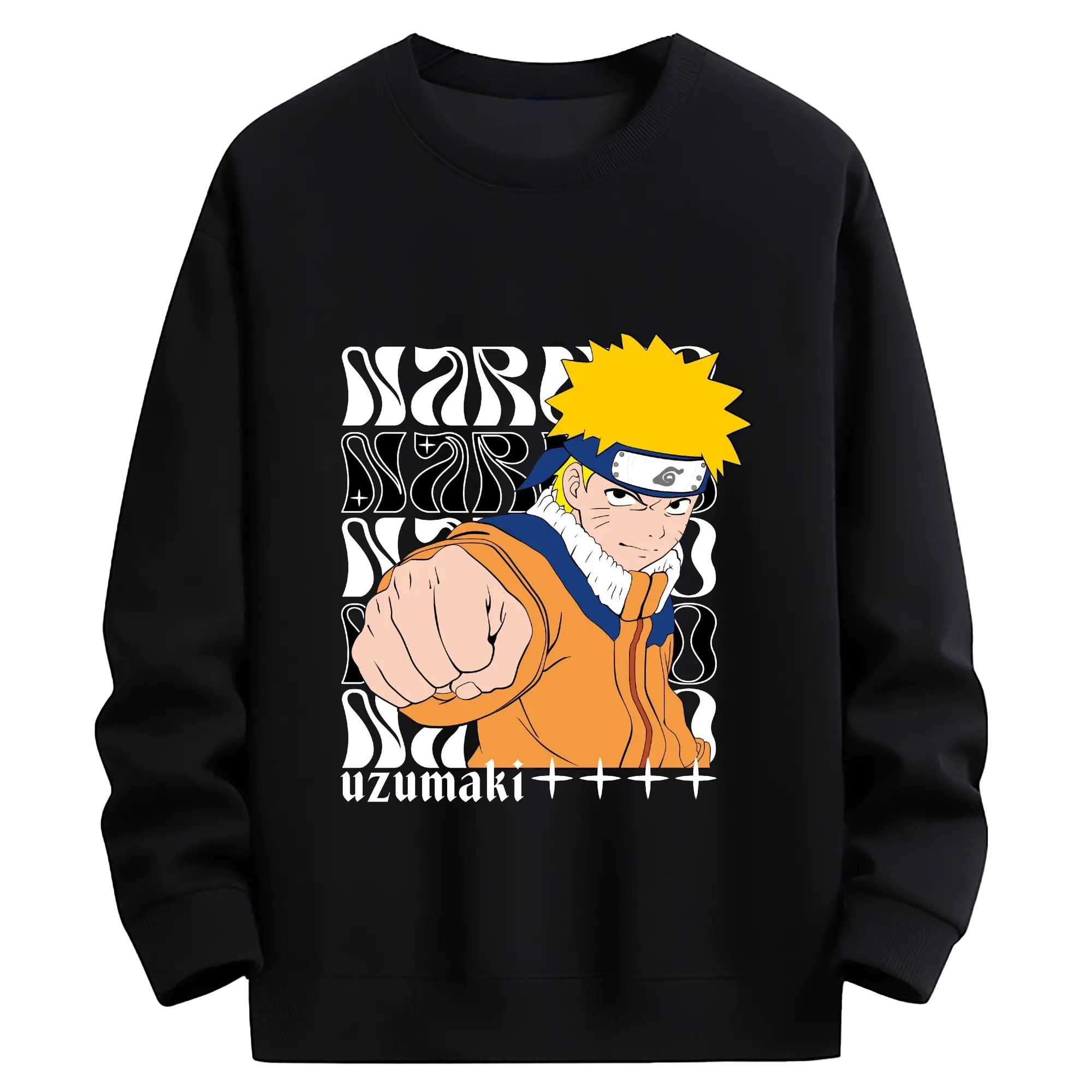 うずまき ナルト アカデミー時代 - 高品質 クルーネック スウェット ・ コットン59％ ポリエステル41％ ・ ユニセックス 長袖 トレーナー ・ カジュアル デイリー スポーツ 散歩用