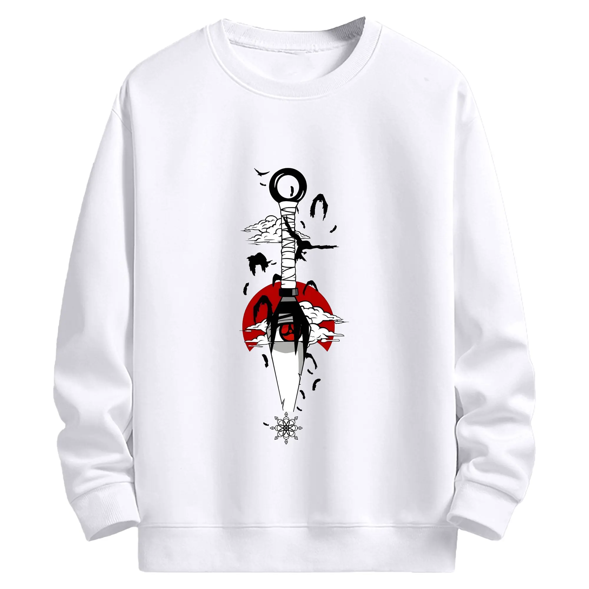 うずまき ナルト イタチ クナイ うちはイタチ - 高品質 クルーネック スウェット ・ コットン59％ ポリエステル41％ ・ ユニセックス 長袖 トレーナー ・ カジュアル デイリー スポーツ 散歩用