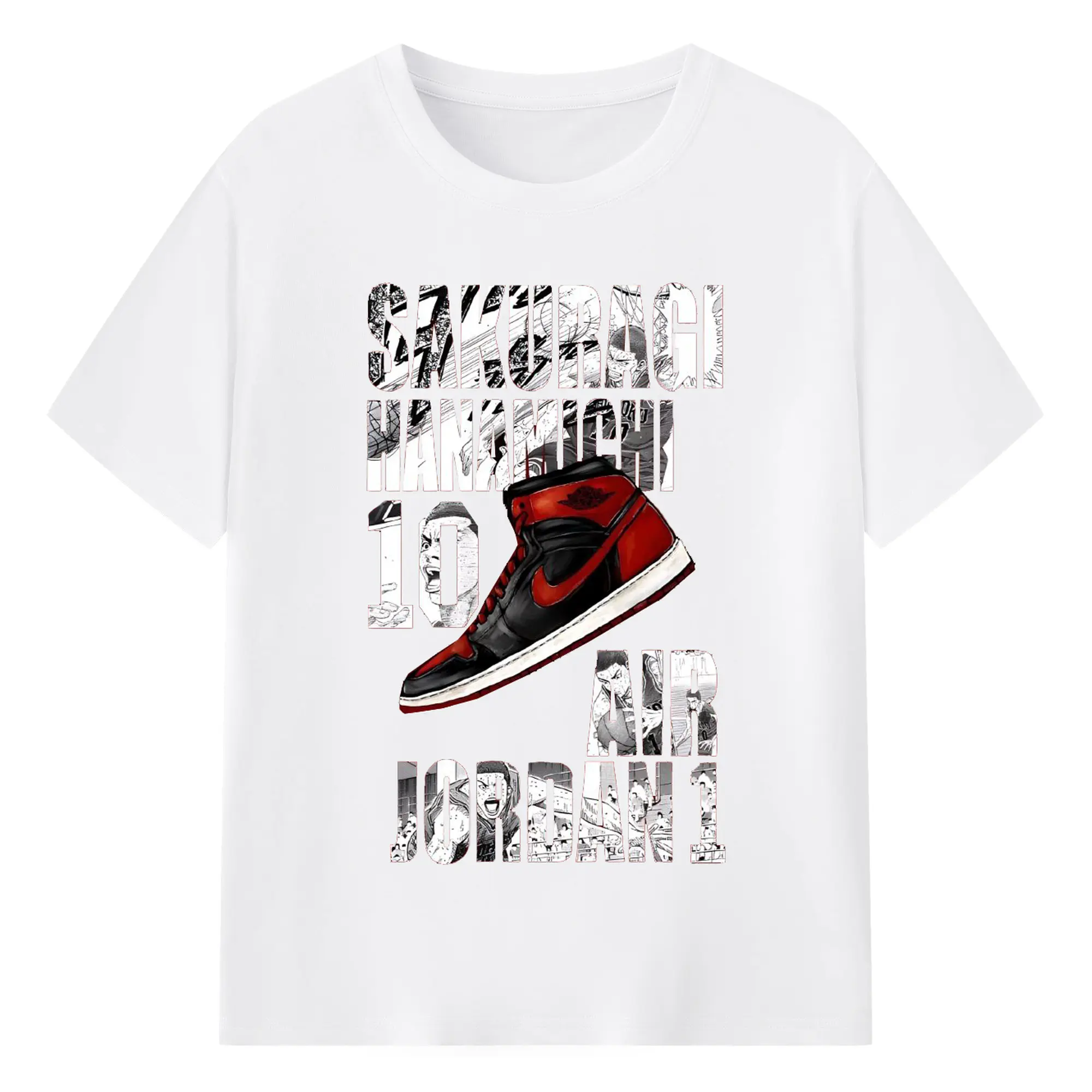 スラムダンクニーカーコラボ限定 - 綿100％ 半袖Tシャツ ・ フロントプリント ・ 快適 通気性 ・ 日常使い 散歩 スポーツ用