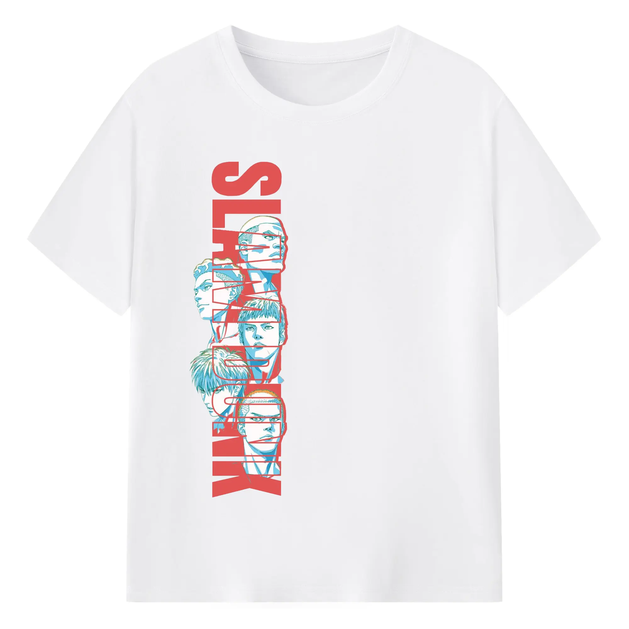 スラムダンクマンガ アートプリント - 綿100％ 半袖Tシャツ ・ フロントプリント ・ 快適 通気性 ・ 日常使い 散歩 スポーツ用