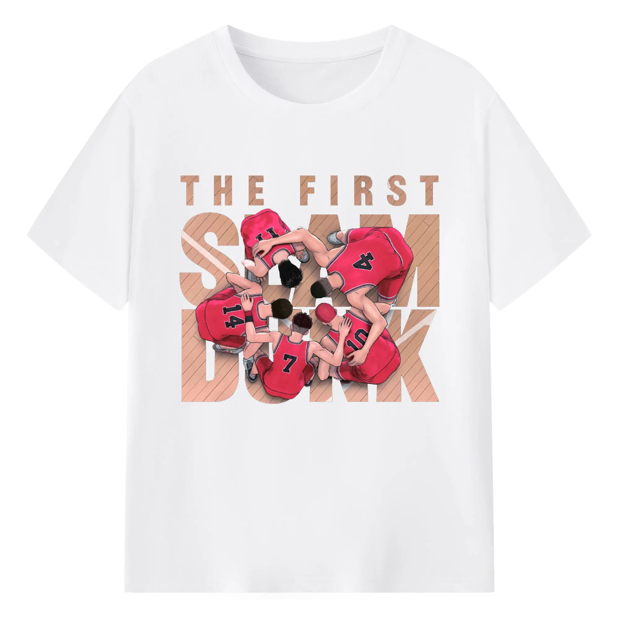 スラムダンク 映画　湘北バスケ部 - 綿100％ 半袖Tシャツ ・ フロントプリント ・ 快適 通気性 ・ 日常使い 散歩 スポーツ用