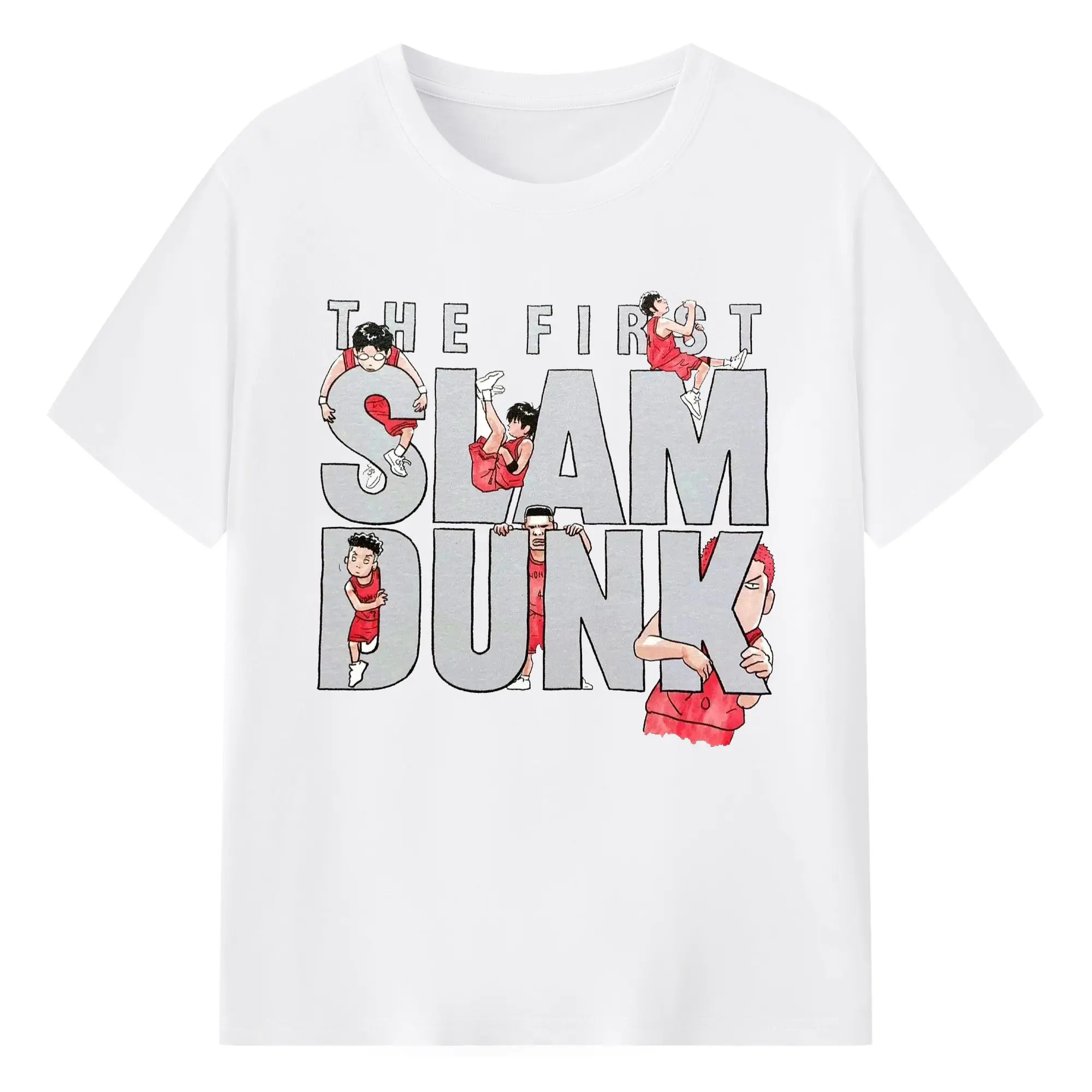 スラムダンクアニメ - 綿100％ 半袖Tシャツ ・ フロントプリント ・ 快適 通気性 ・ 日常使い 散歩 スポーツ用