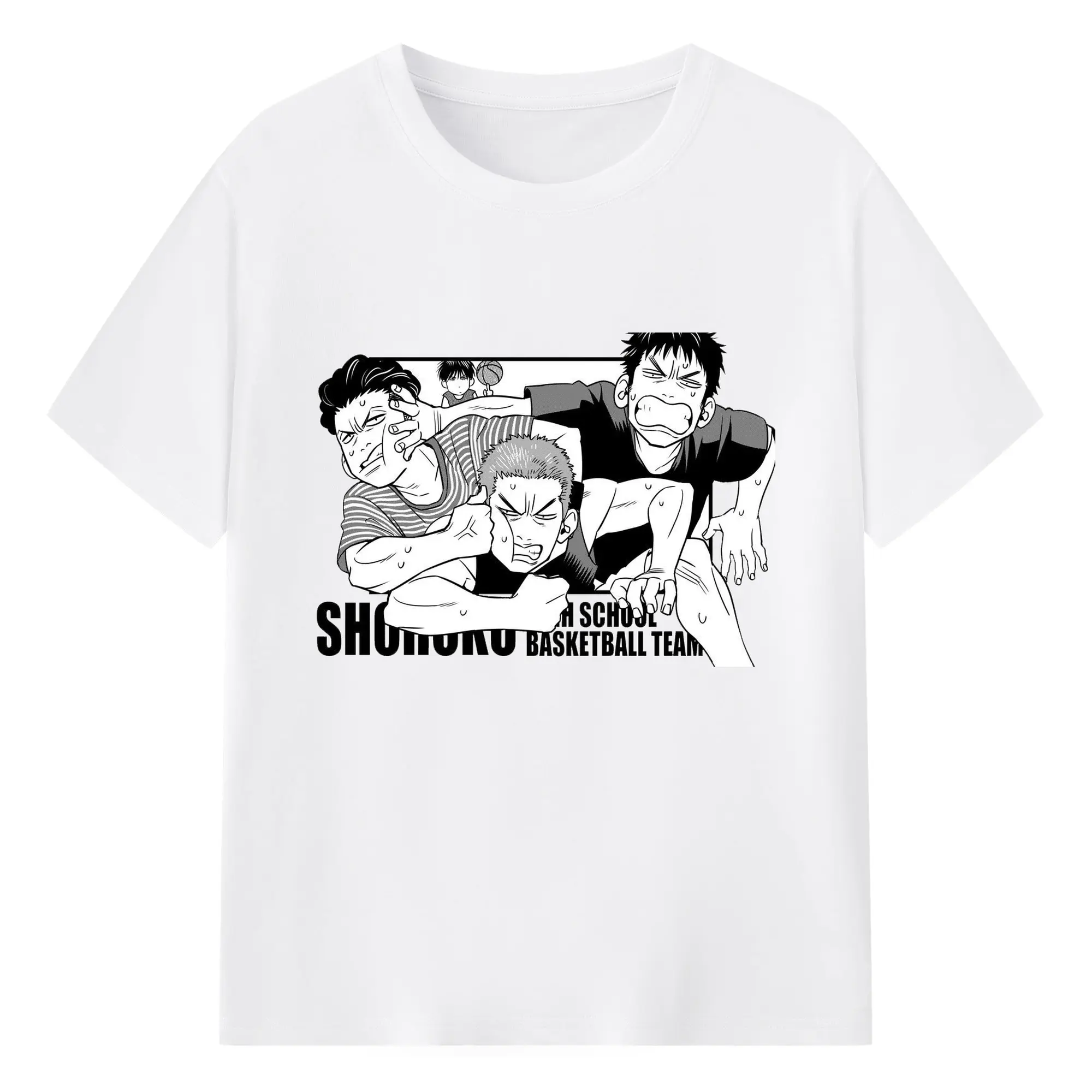 スラムダンク マンガ - 綿100％ 半袖Tシャツ ・ フロントプリント ・ 快適 通気性 ・ 日常使い 散歩 スポーツ用