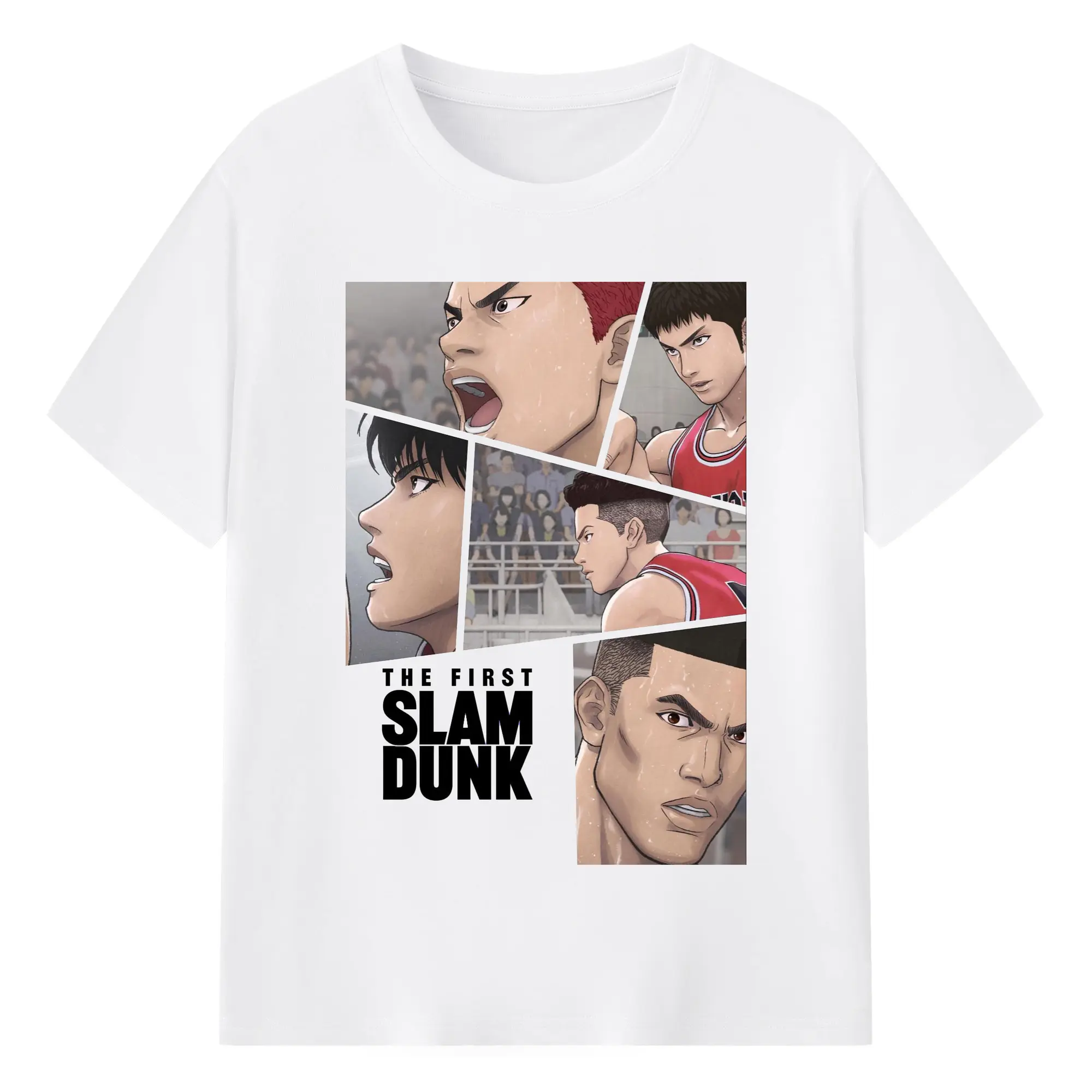 スラムダンク映画  名シーン再現 - 綿100％ 半袖Tシャツ ・ フロントプリント ・ 快適 通気性 ・ 日常使い 散歩 スポーツ用