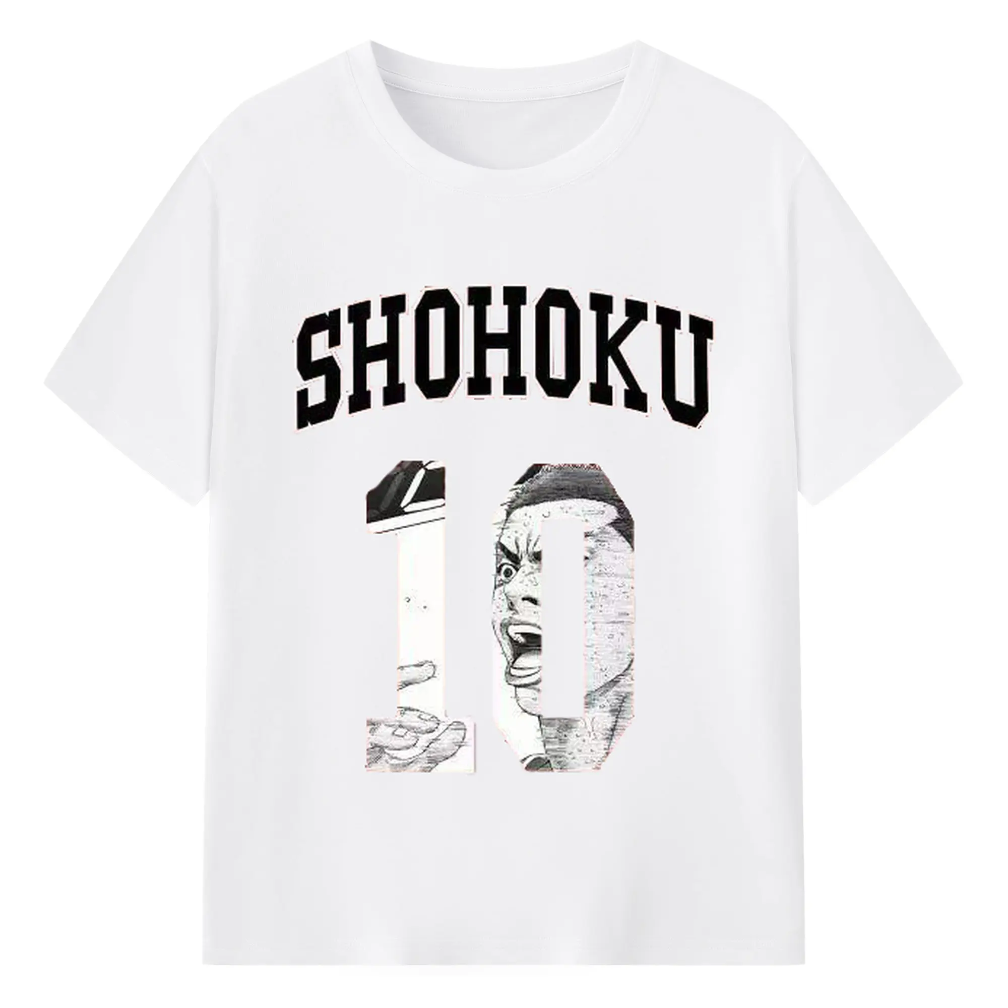 スラムダンク 櫻木花道 10番 - 綿100％ 半袖Tシャツ ・ フロントプリント ・ 快適 通気性 ・ 日常使い 散歩 スポーツ用