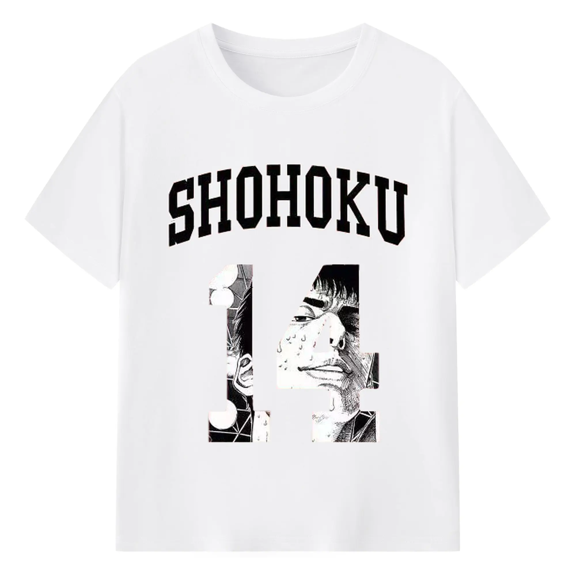 スラムダンクマンガ  三井寿 14番 - 綿100％ 半袖Tシャツ ・ フロントプリント ・ 快適 通気性 ・ 日常使い 散歩 スポーツ用