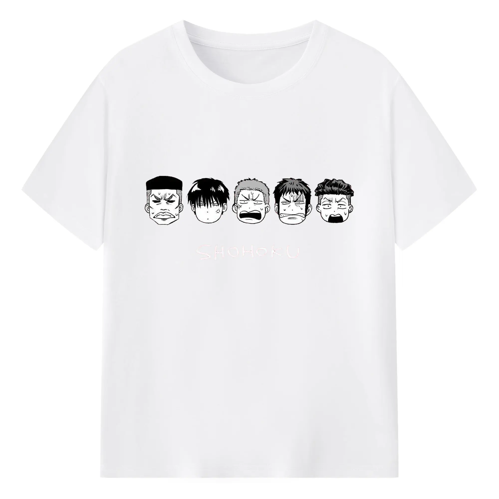 スラムダンク デフォルト 湘北高校 - 綿100％ 半袖Tシャツ ・ フロントプリント ・ 快適 通気性 ・ 日常使い 散歩 スポーツ用