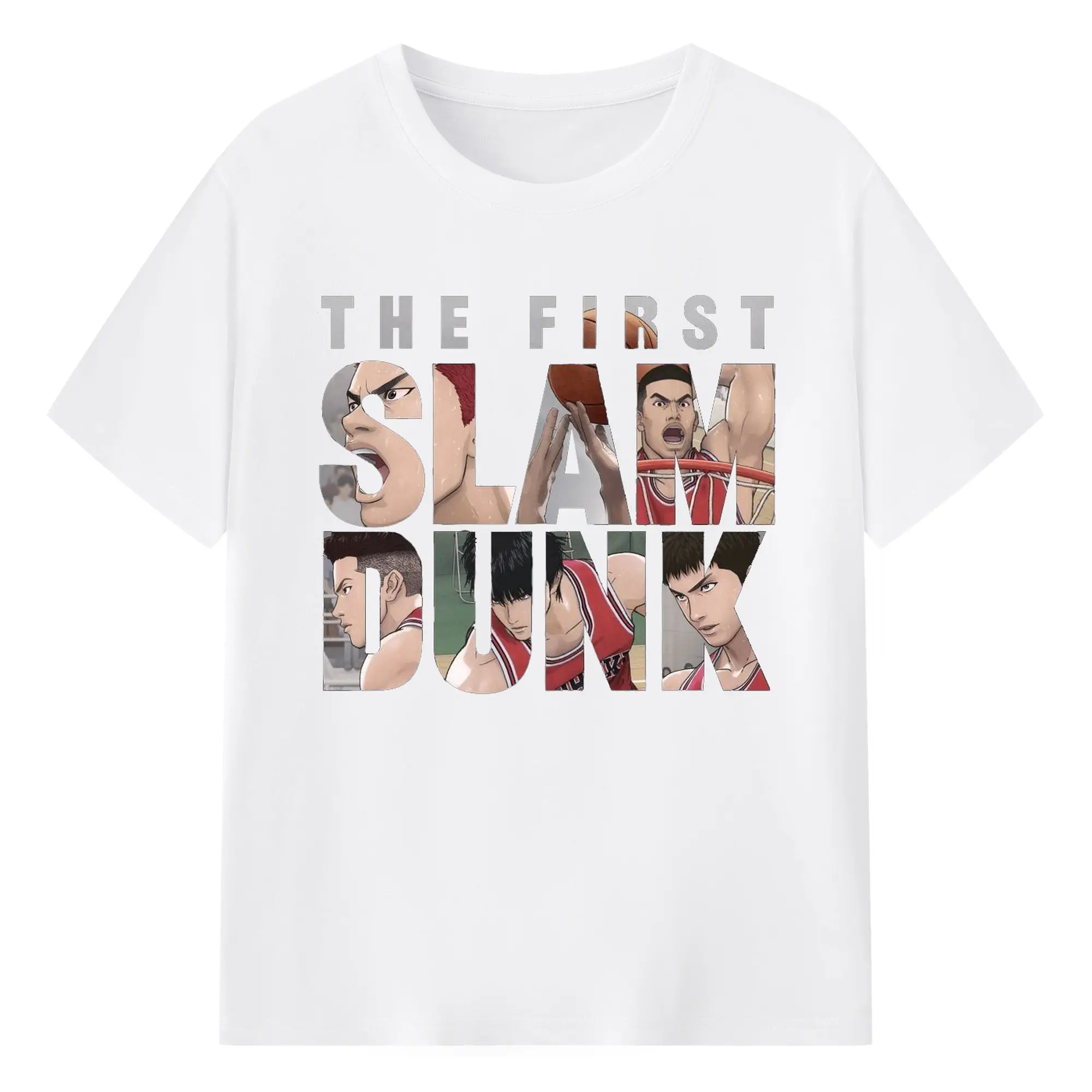 スラムダンク 映画　湘北バスケ部 - 綿100％ 半袖Tシャツ ・ フロントプリント ・ 快適 通気性 ・ 日常使い 散歩 スポーツ用