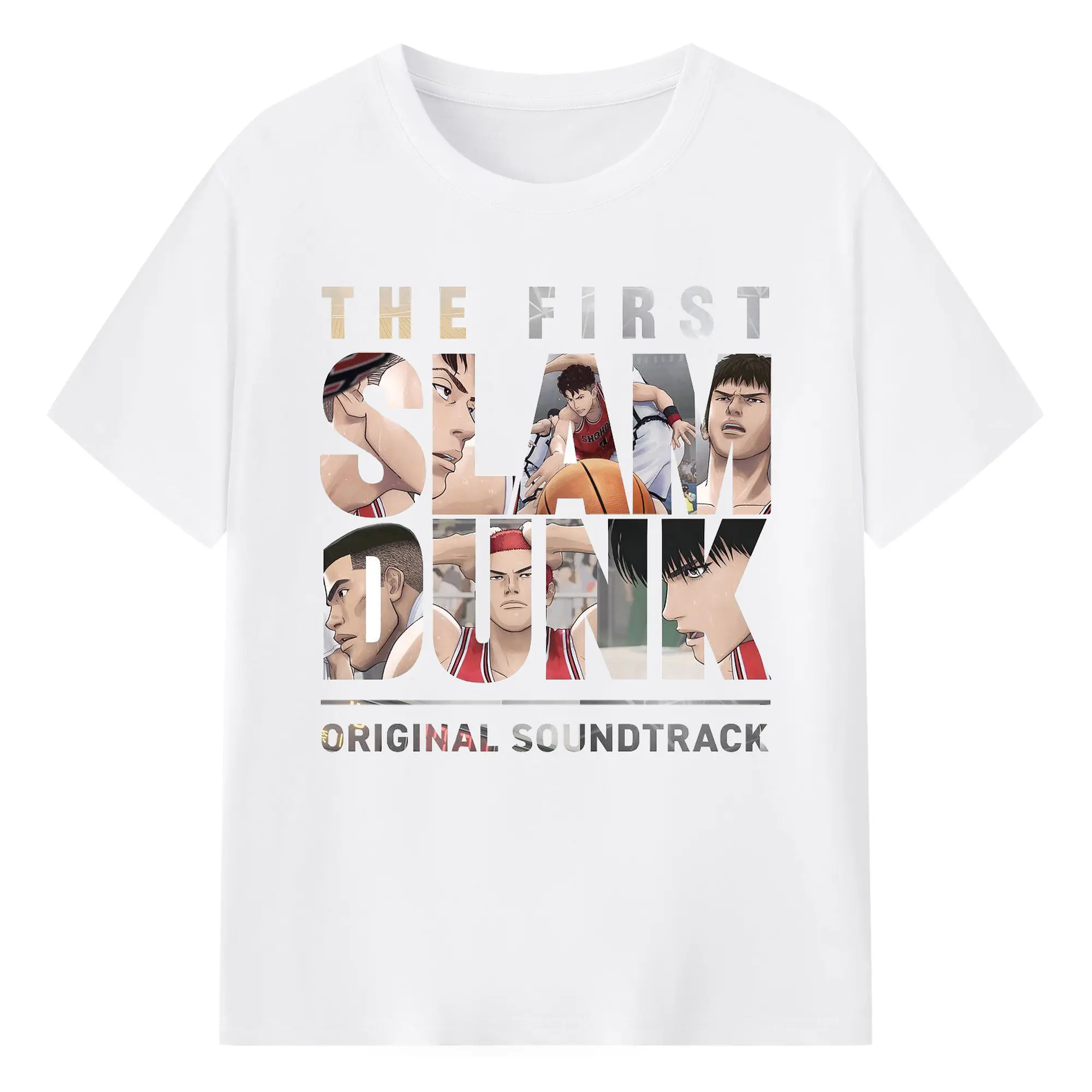 スラムダンク映画　湘北バスケ部 - 綿100％ 半袖Tシャツ ・ フロントプリント ・ 快適 通気性 ・ 日常使い 散歩 スポーツ用