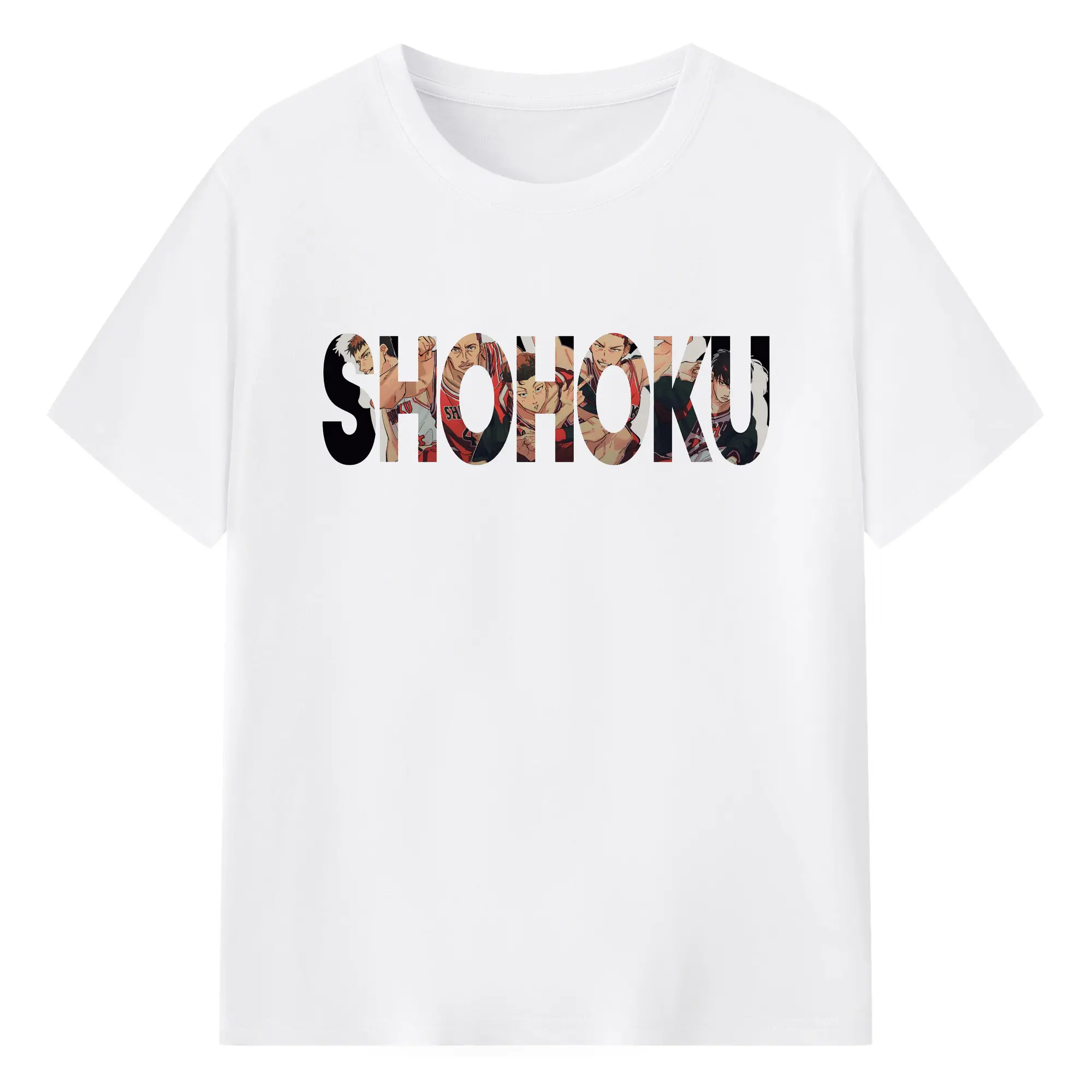 スラムダンク湘北バスケ部 シンプルロゴ - 綿100％ 半袖Tシャツ ・ フロントプリント ・ 快適 通気性 ・ 日常使い 散歩 スポーツ用