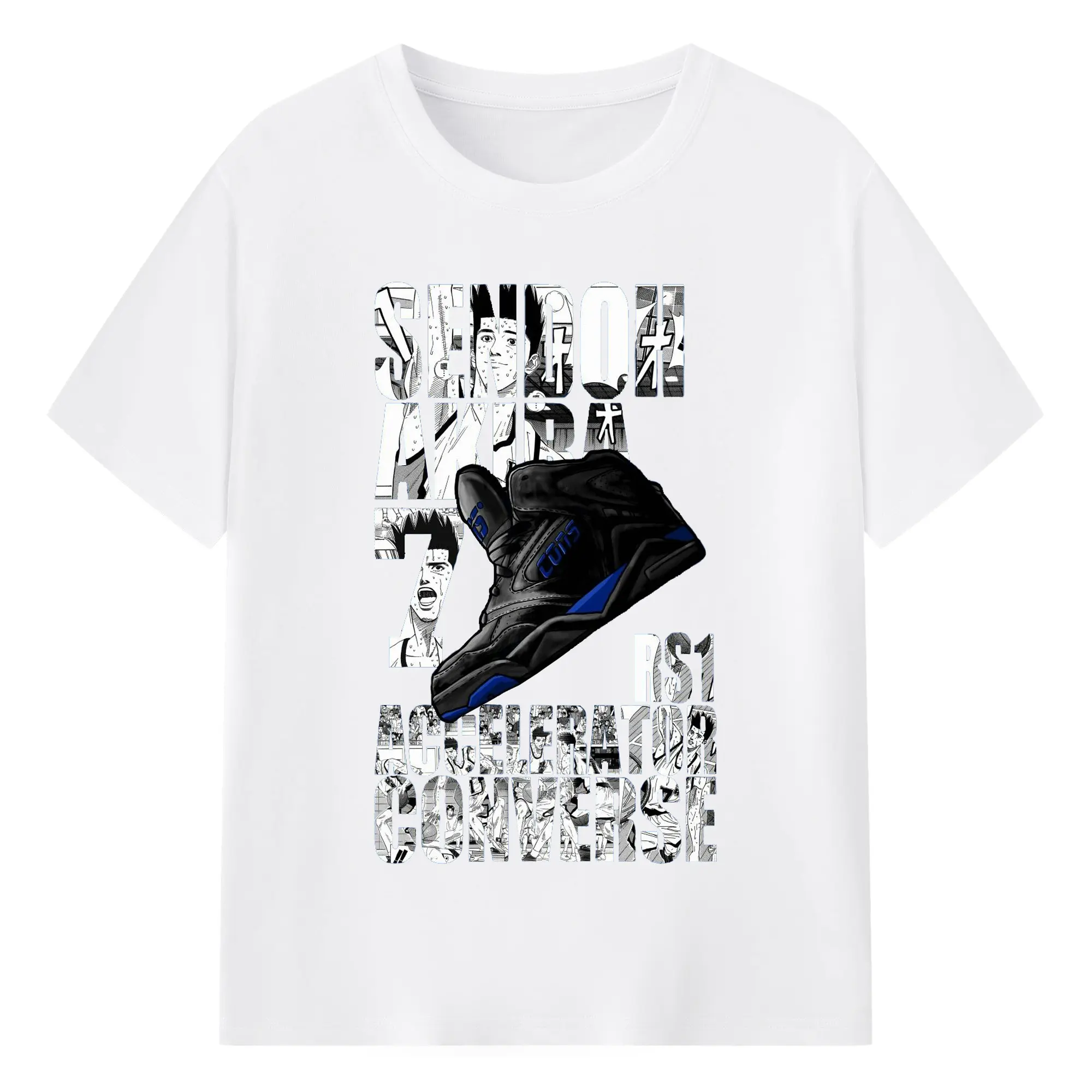 スラムダンクニーカーコラボ限定 - 綿100％ 半袖Tシャツ ・ フロントプリント ・ 快適 通気性 ・ 日常使い 散歩 スポーツ用