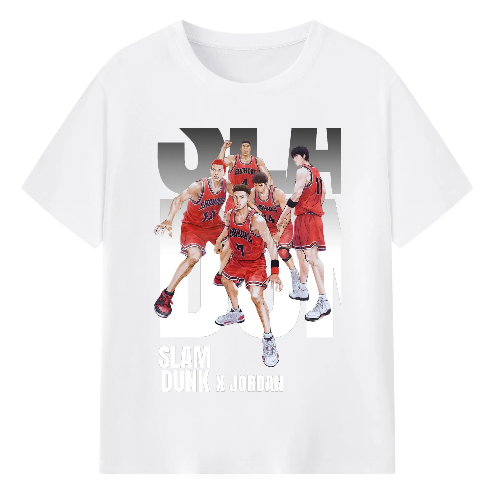 スラムダンク 映画　湘北バスケ部 - 綿100％ 半袖Tシャツ ・ フロントプリント ・ 快適 通気性 ・ 日常使い 散歩 スポーツ用