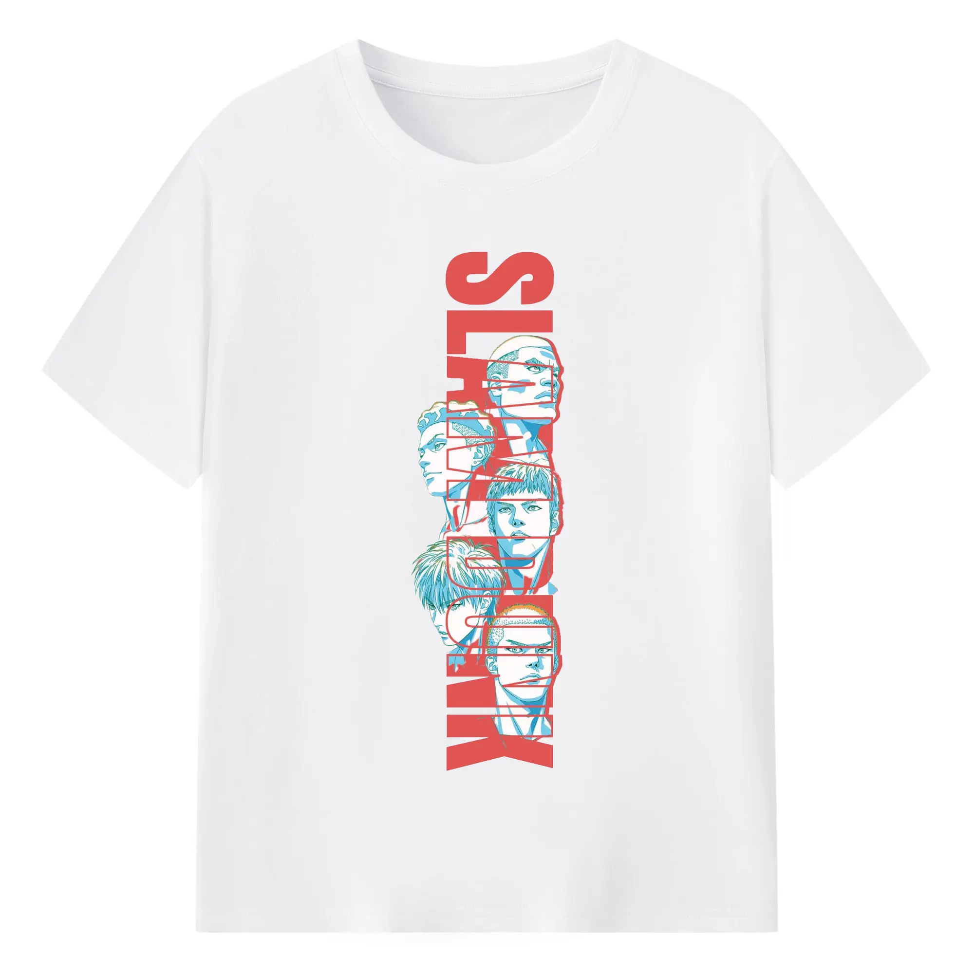 スラムダンクマンガ アートプリント - 綿100％ 半袖Tシャツ ・ フロントプリント ・ 快適 通気性 ・ 日常使い 散歩 スポーツ用