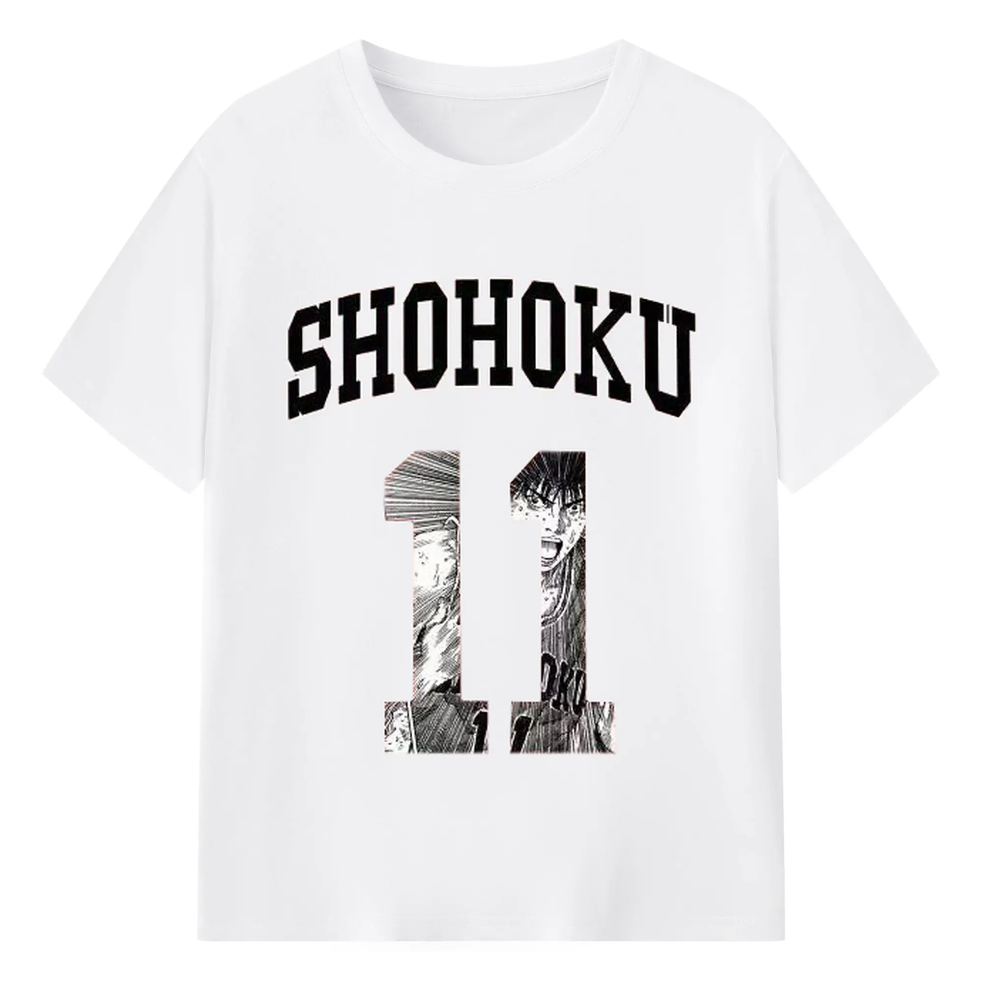 スラムダンク 流川楓 11番 - 綿100％ 半袖Tシャツ ・ フロントプリント ・ 快適 通気性 ・ 日常使い 散歩 スポーツ用