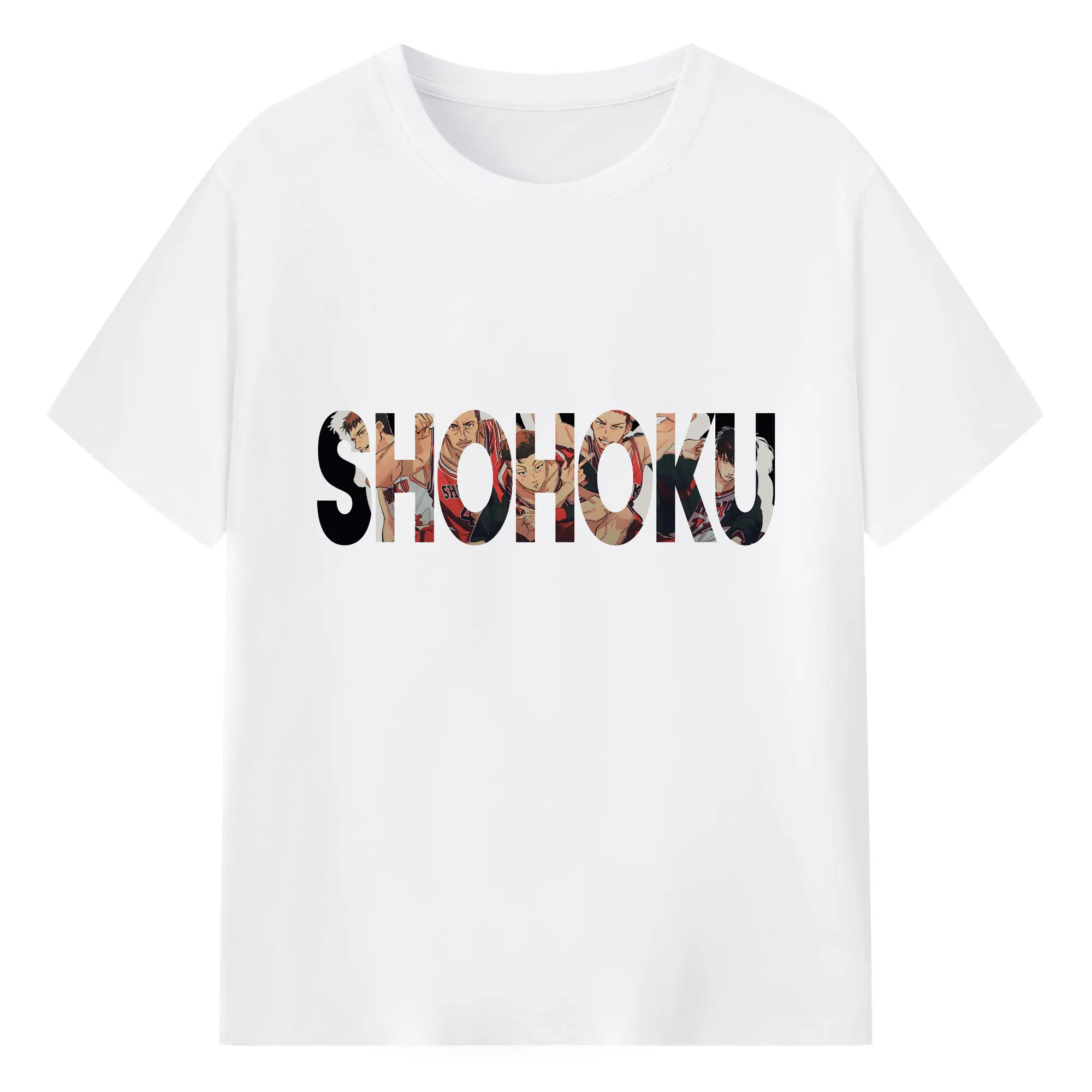 スラムダンク湘北バスケ部 シンプルロゴ - 綿100％ 半袖Tシャツ ・ フロントプリント ・ 快適 通気性 ・ 日常使い 散歩 スポーツ用