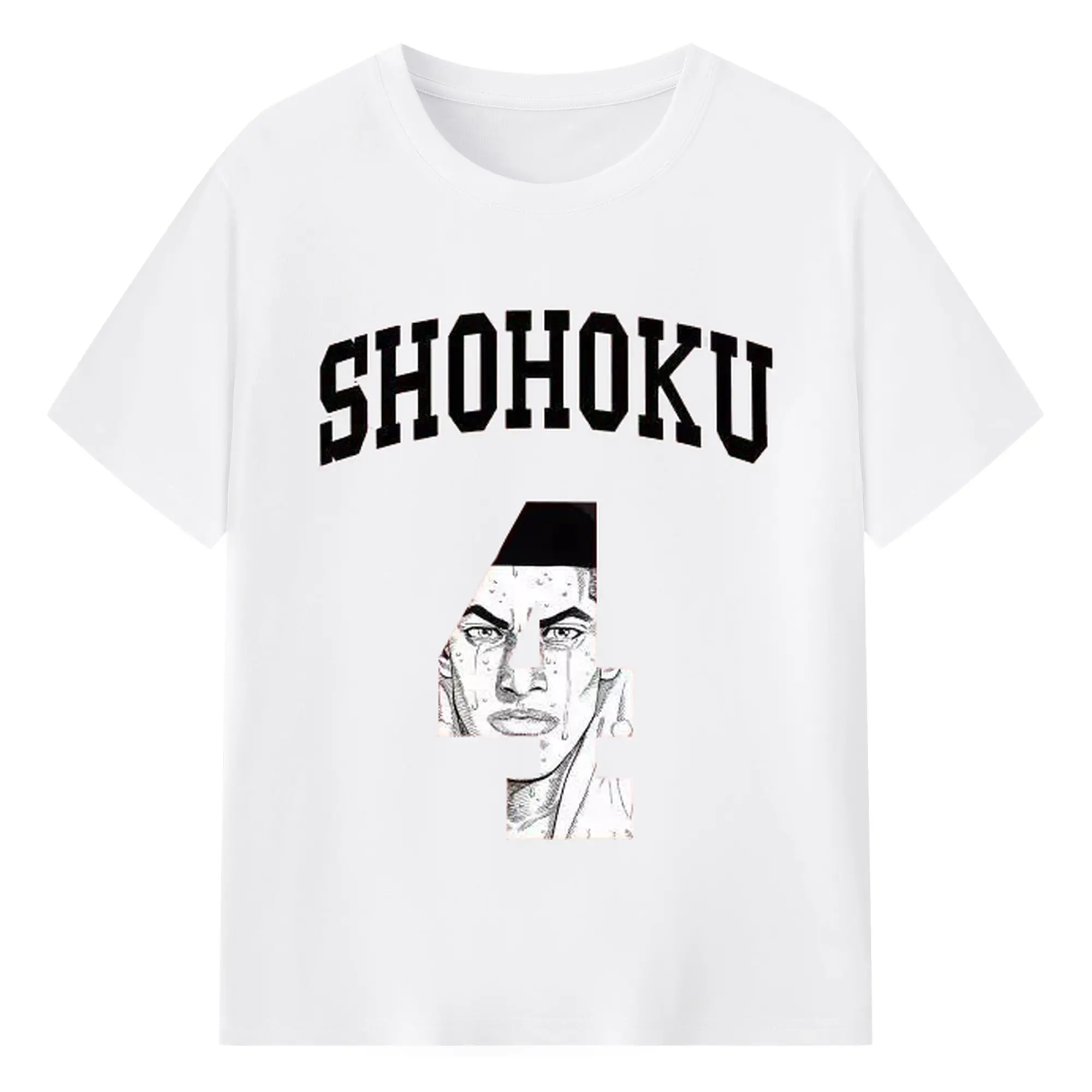 スラムダンク マンガ　赤木剛憲隊長 4番 - 綿100％ 半袖Tシャツ ・ フロントプリント ・ 快適 通気性 ・ 日常使い 散歩 スポーツ用