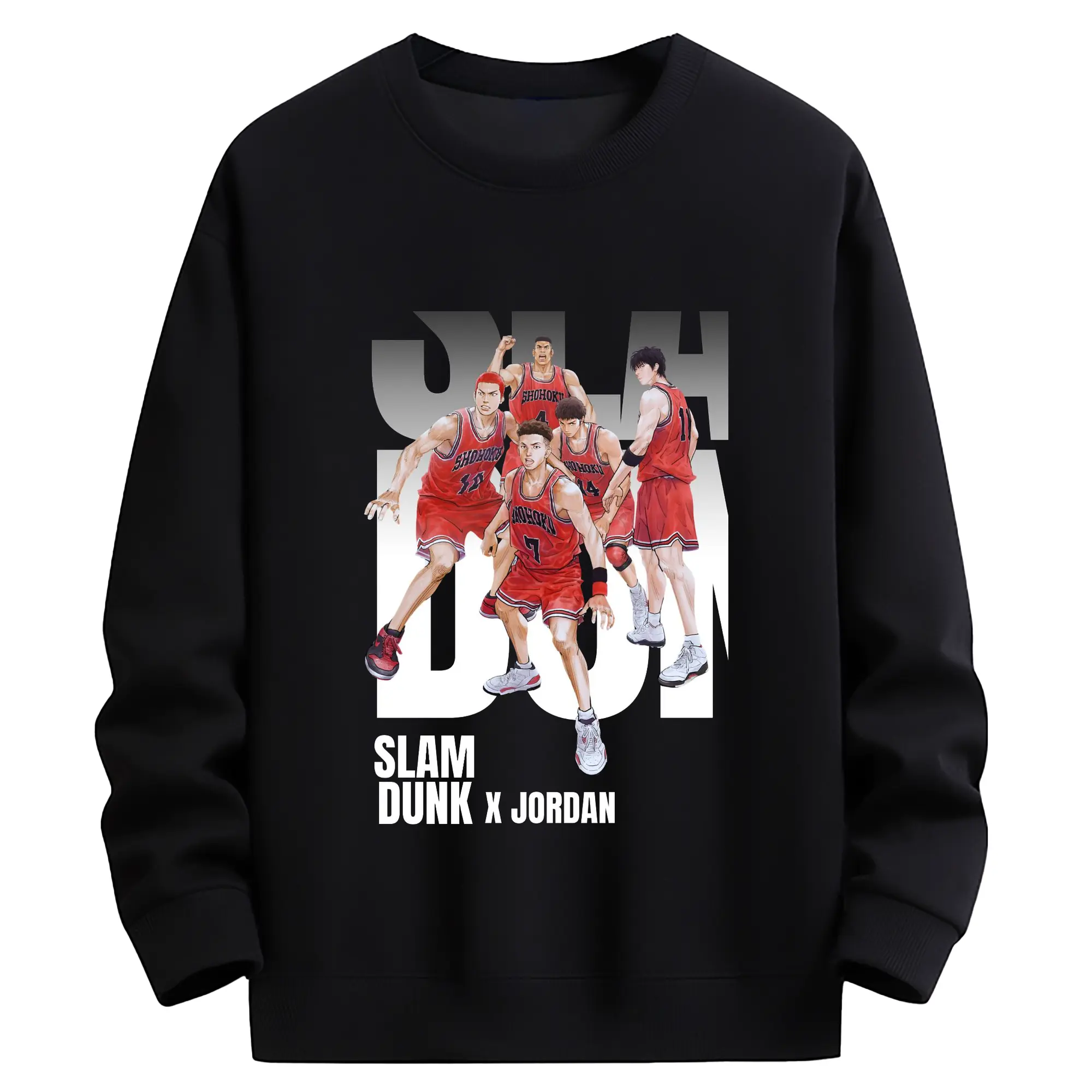 スラムダンク 映画　湘北バスケ部 - 高品質 クルーネック スウェット ・ コットン59％ ポリエステル41％ ・ ユニセックス 長袖 トレーナー ・ カジュアル デイリー スポーツ 散歩用