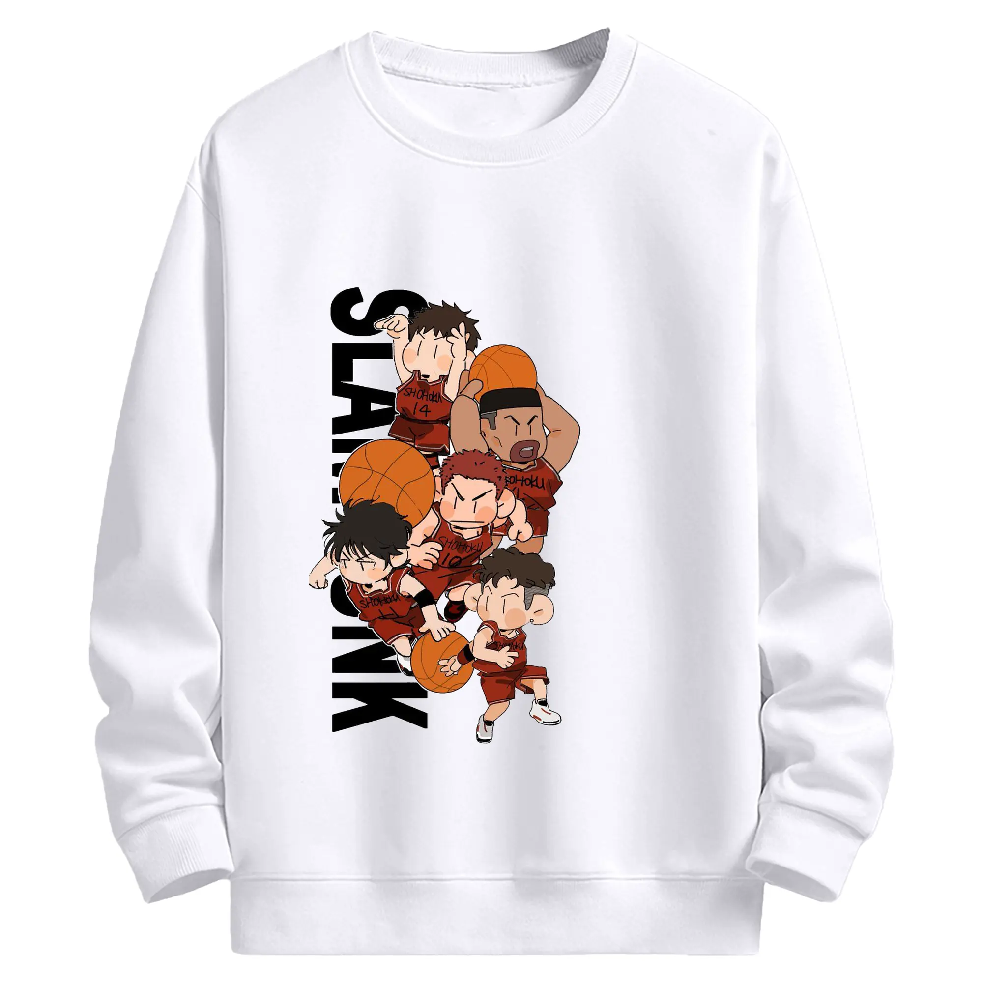 スラムダンク　湘北バスケ部　デフォルメ - 高品質 クルーネック スウェット ・ コットン59％ ポリエステル41％ ・ ユニセックス 長袖 トレーナー ・ カジュアル デイリー スポーツ 散歩用
