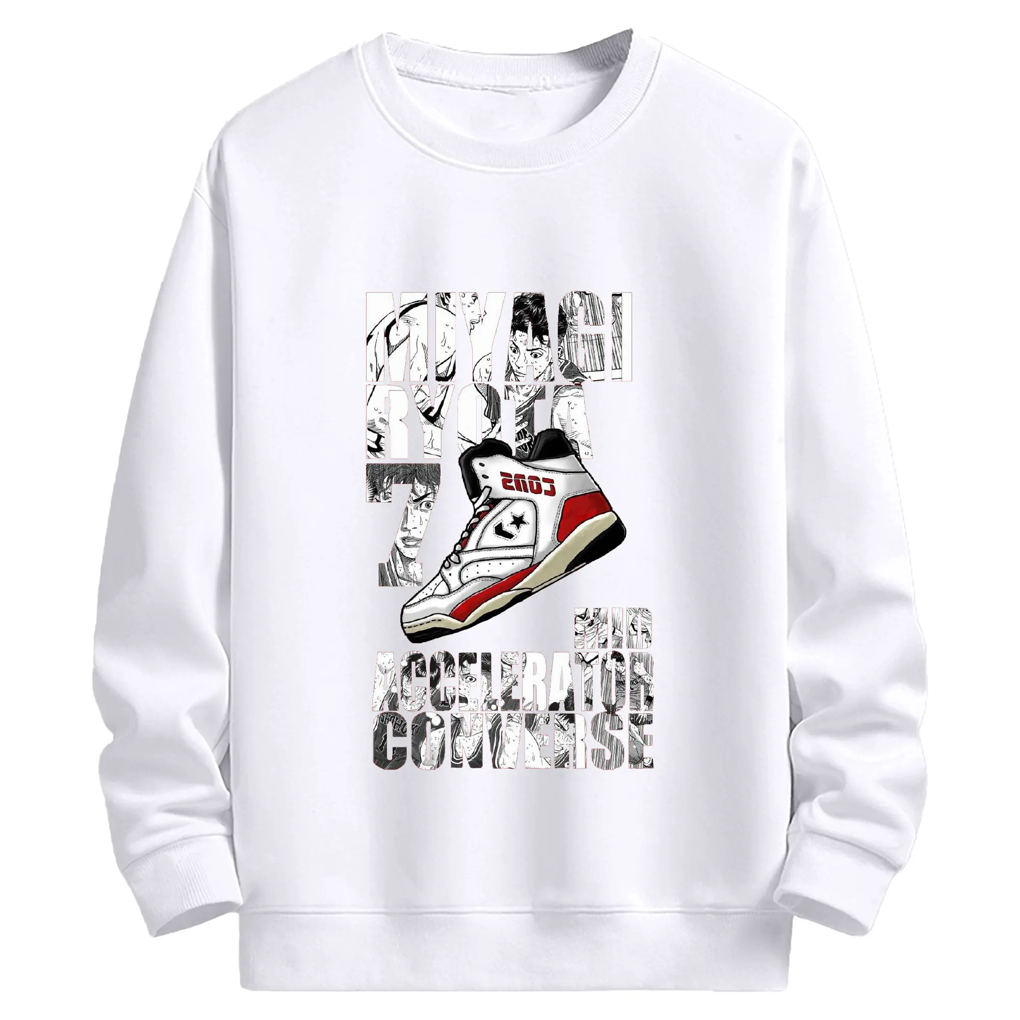 スラムダンクニーカーコラボ限定 - 高品質 クルーネック スウェット ・ コットン59％ ポリエステル41％ ・ ユニセックス 長袖 トレーナー ・ カジュアル デイリー スポーツ 散歩用