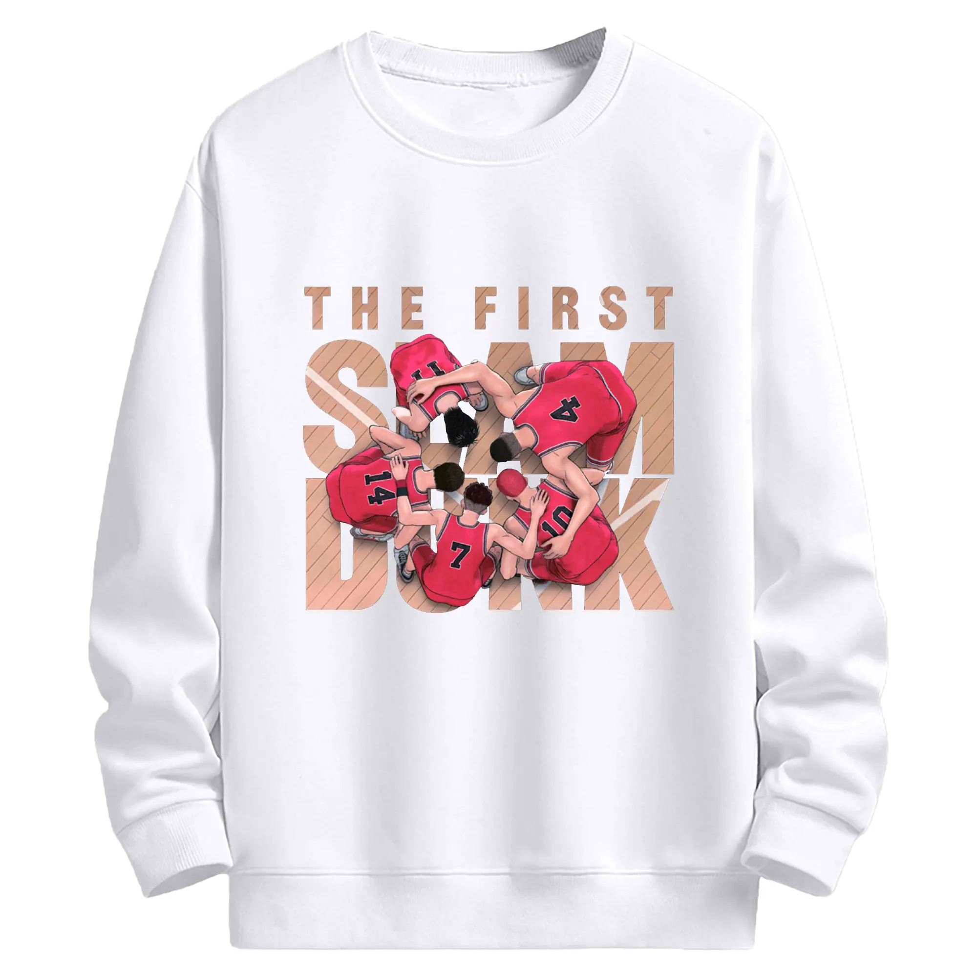 スラムダンク 映画　湘北バスケ部 - 高品質 クルーネック スウェット ・ コットン59％ ポリエステル41％ ・ ユニセックス 長袖 トレーナー ・ カジュアル デイリー スポーツ 散歩用