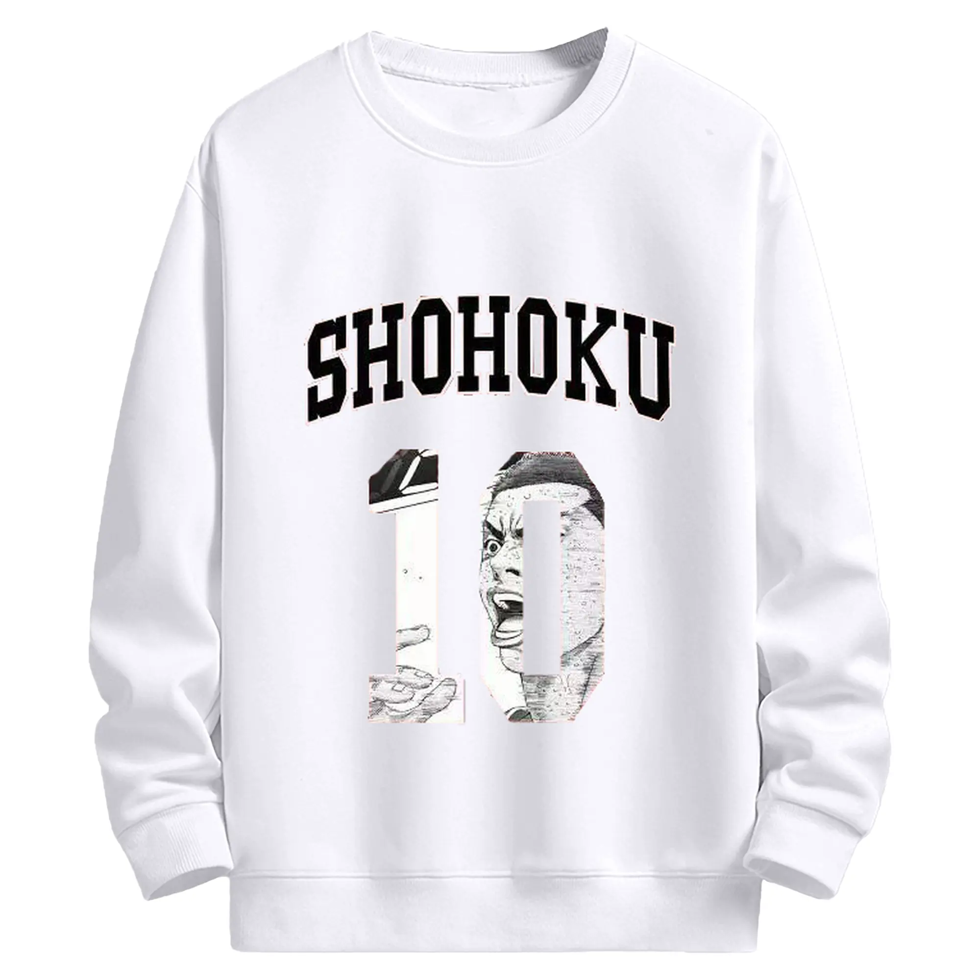 スラムダンク 櫻木花道 10番 - 高品質 クルーネック スウェット ・ コットン59％ ポリエステル41％ ・ ユニセックス 長袖 トレーナー ・ カジュアル デイリー スポーツ 散歩用