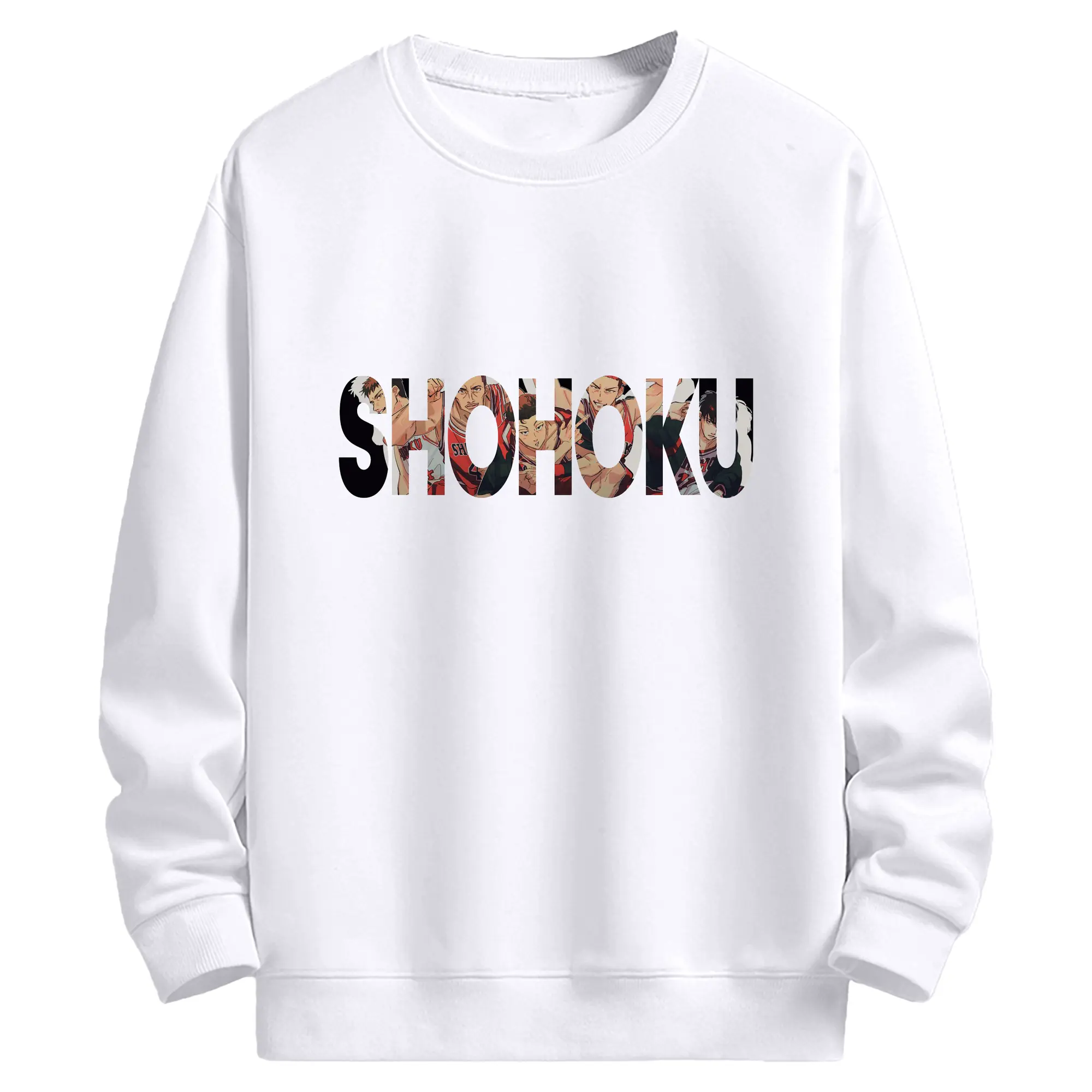 スラムダンク湘北バスケ部 シンプルロゴ - 高品質 クルーネック スウェット ・ コットン59％ ポリエステル41％ ・ ユニセックス 長袖 トレーナー ・ カジュアル デイリー スポーツ 散歩用