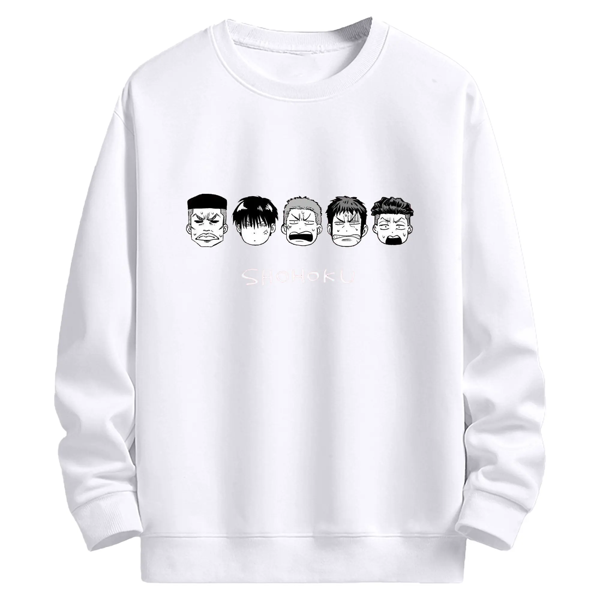 スラムダンク デフォルト 湘北高校 - 高品質 クルーネック スウェット ・ コットン59％ ポリエステル41％ ・ ユニセックス 長袖 トレーナー ・ カジュアル デイリー スポーツ 散歩用