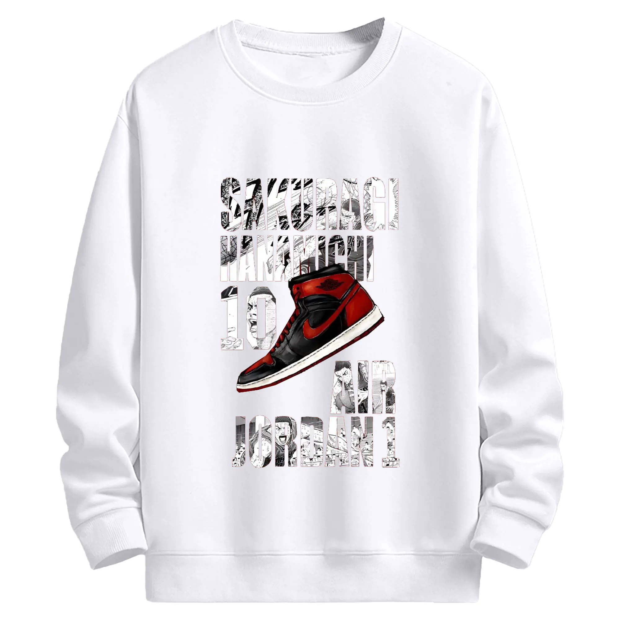 スラムダンクニーカーコラボ限定 - 高品質 クルーネック スウェット ・ コットン59％ ポリエステル41％ ・ ユニセックス 長袖 トレーナー ・ カジュアル デイリー スポーツ 散歩用