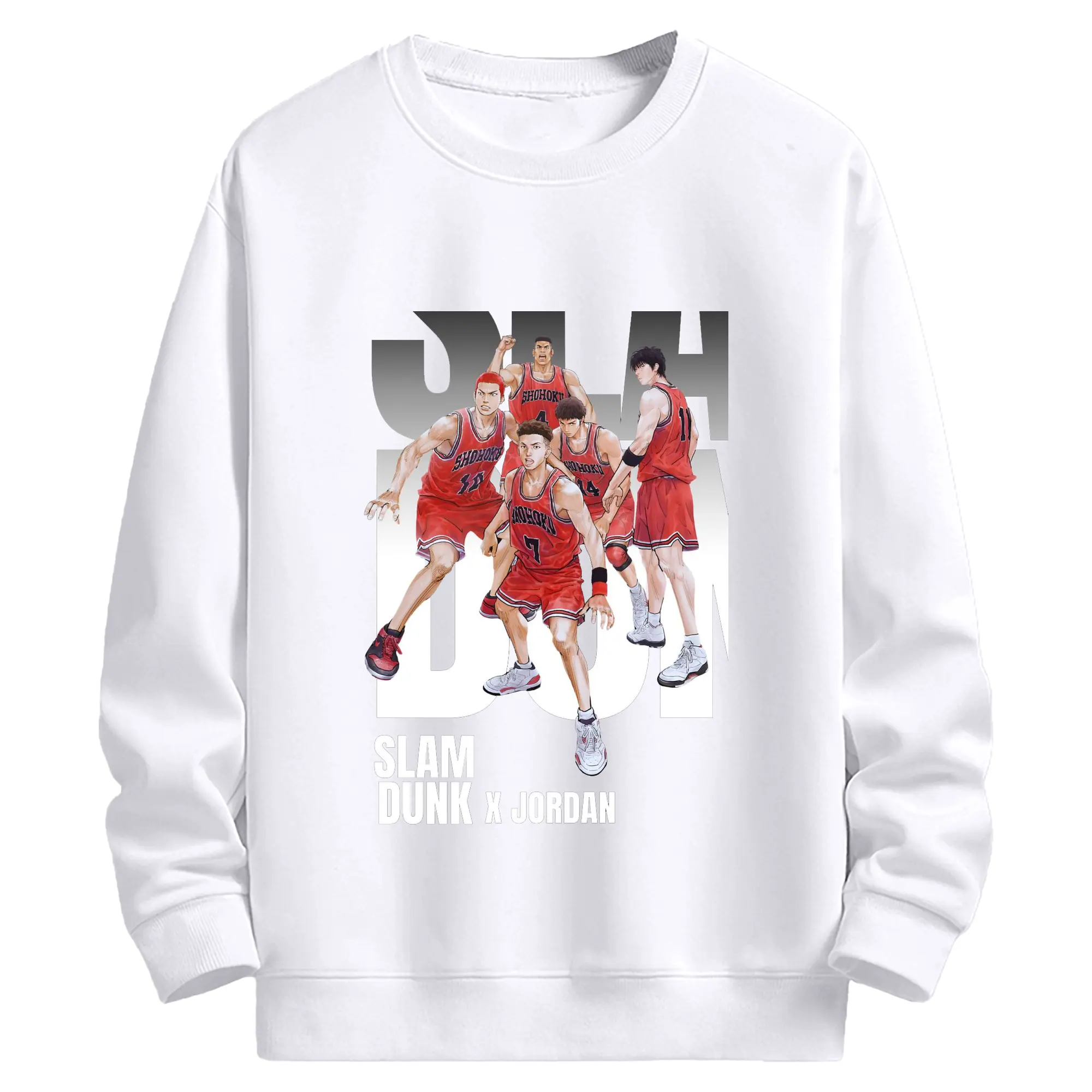 スラムダンク 映画　湘北バスケ部 - 高品質 クルーネック スウェット ・ コットン59％ ポリエステル41％ ・ ユニセックス 長袖 トレーナー ・ カジュアル デイリー スポーツ 散歩用