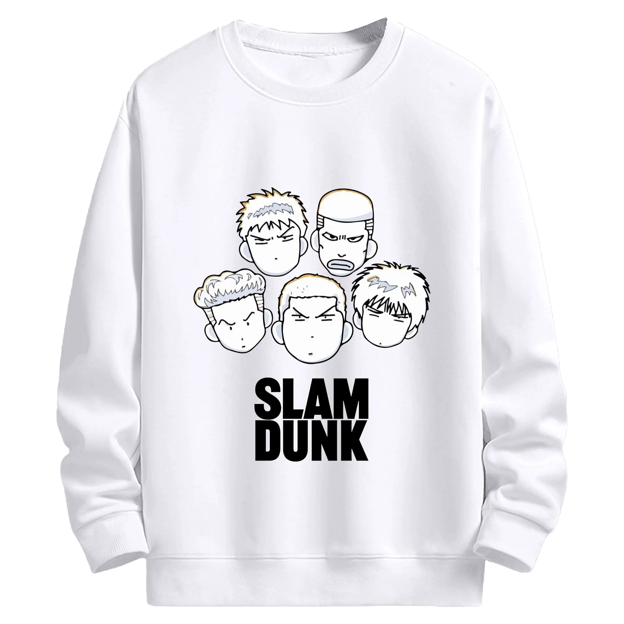スラムダンクマンガ デフォルメ - 高品質 クルーネック スウェット ・ コットン59％ ポリエステル41％ ・ ユニセックス 長袖 トレーナー ・ カジュアル デイリー スポーツ 散歩用