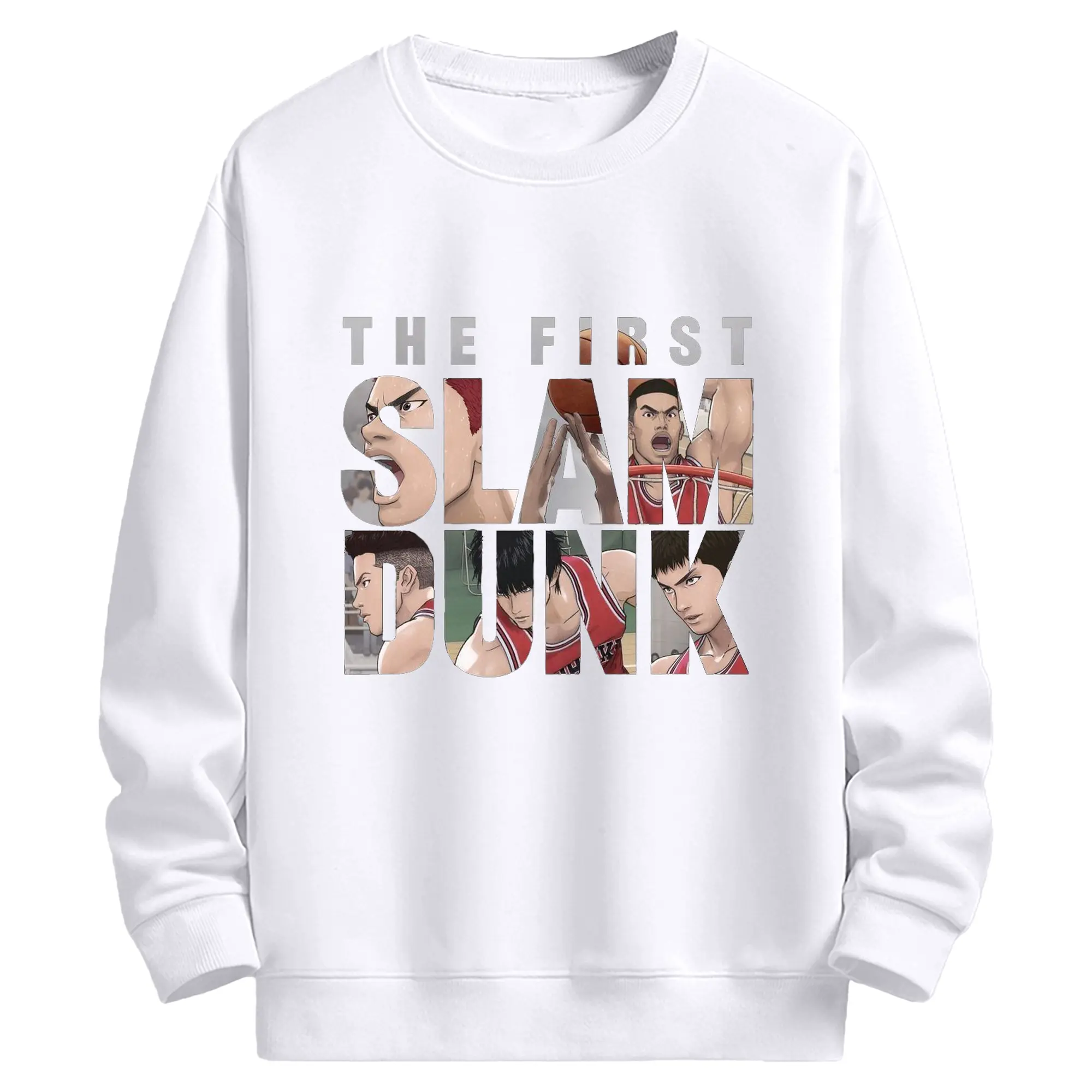 スラムダンク 映画　湘北バスケ部 - 高品質 クルーネック スウェット ・ コットン59％ ポリエステル41％ ・ ユニセックス 長袖 トレーナー ・ カジュアル デイリー スポーツ 散歩用