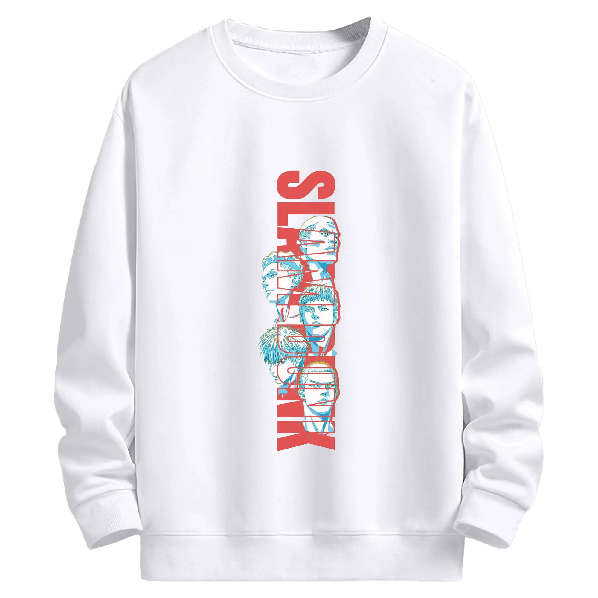 スラムダンクマンガ アートプリント - 高品質 クルーネック スウェット ・ コットン59％ ポリエステル41％ ・ ユニセックス 長袖 トレーナー ・ カジュアル デイリー スポーツ 散歩用