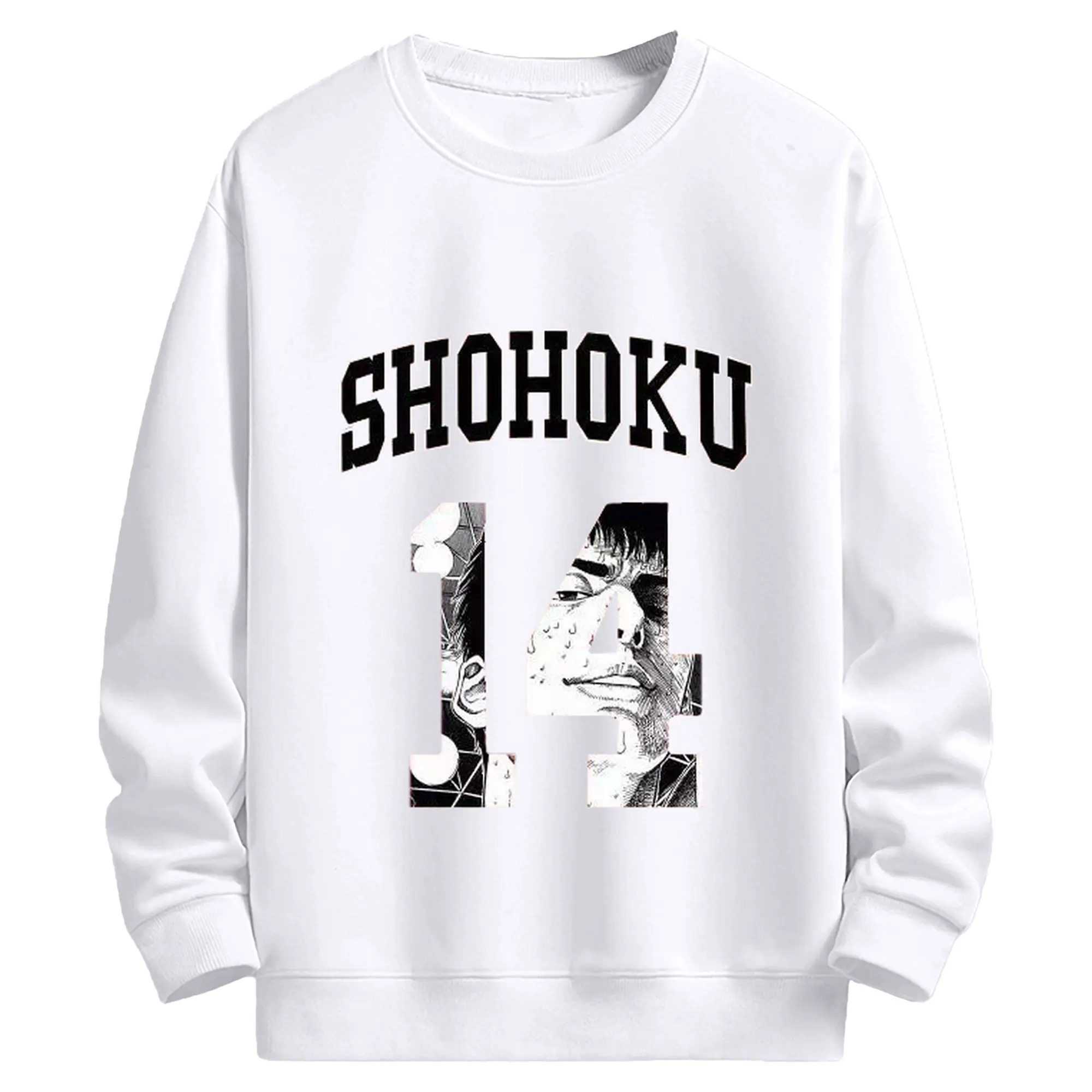 スラムダンクマンガ  三井寿 14番 - 高品質 クルーネック スウェット ・ コットン59％ ポリエステル41％ ・ ユニセックス 長袖 トレーナー ・ カジュアル デイリー スポーツ 散歩用