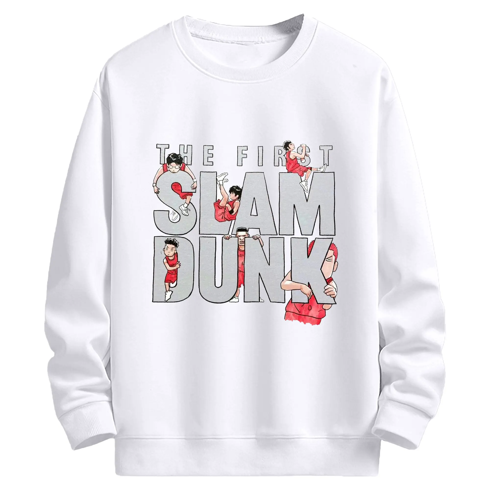 スラムダンクアニメ - 高品質 クルーネック スウェット ・ コットン59％ ポリエステル41％ ・ ユニセックス 長袖 トレーナー ・ カジュアル デイリー スポーツ 散歩用
