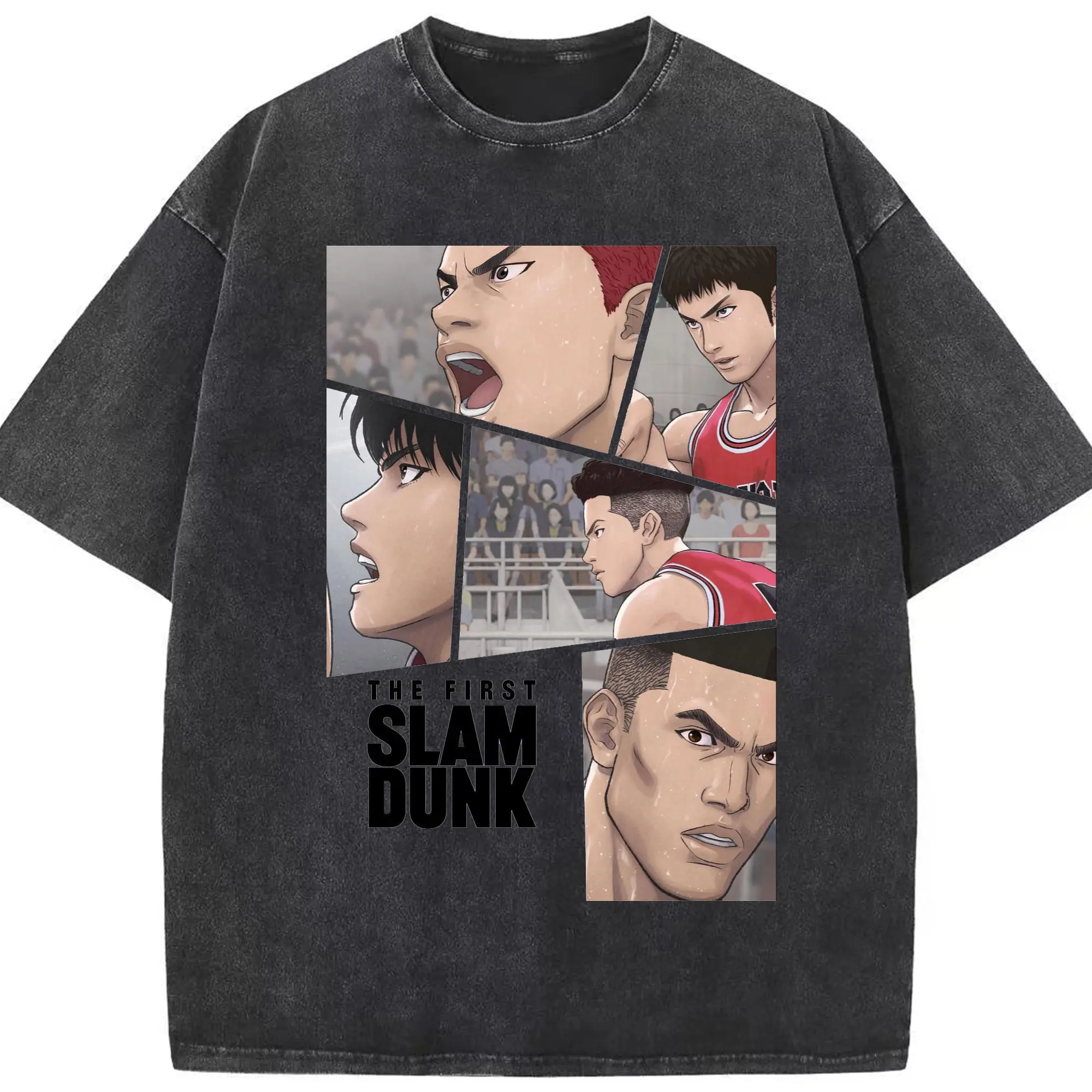 スラムダンク映画  名シーン再現 - 綿100％ ヴィンテージ風 半袖Tシャツ ・ フロントプリント ・ 柔らか肌触り ・ 通気性 快適 ・ スポーツ カジュアル 外出用