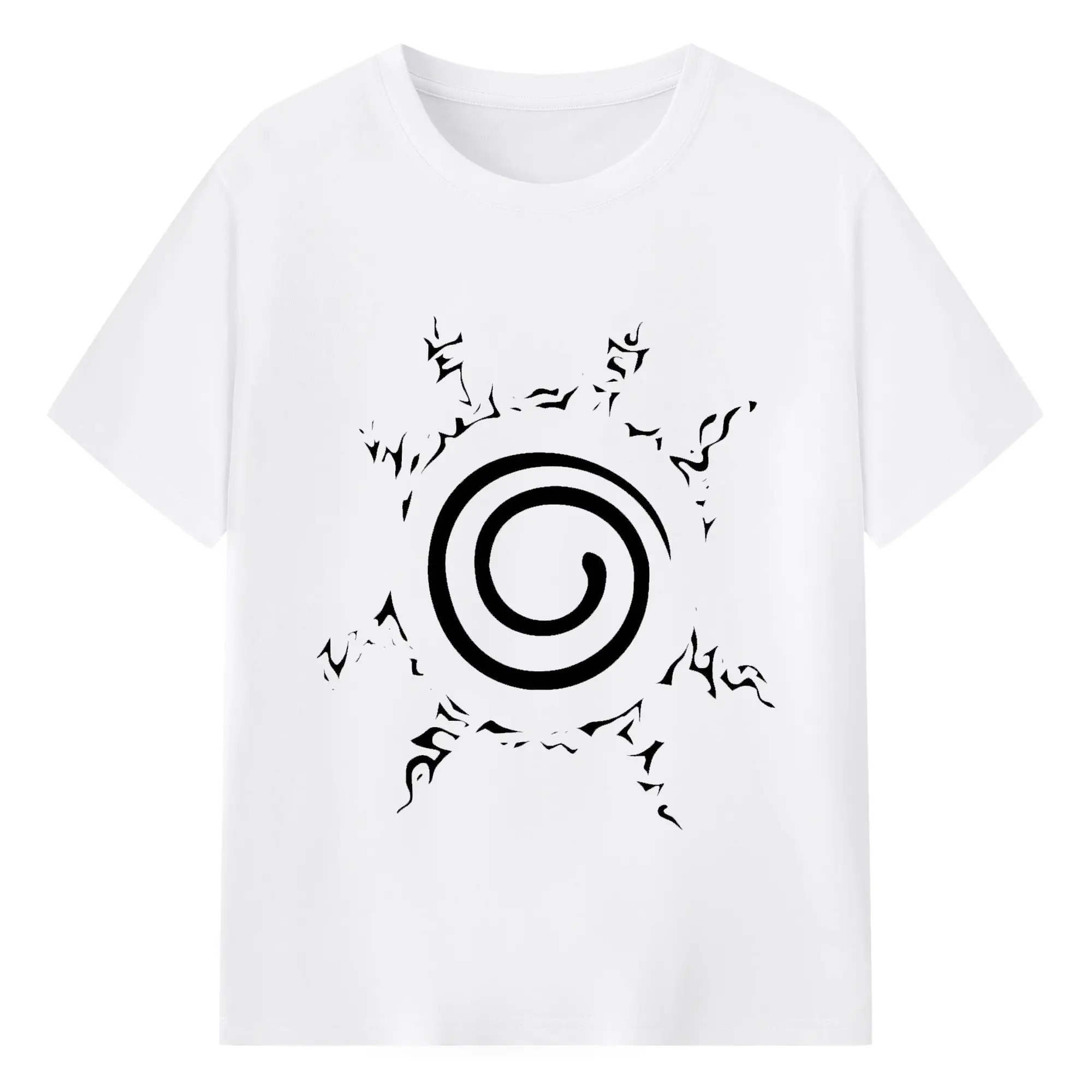 うずまき ナルト九尾の封印 - 綿100％ 半袖Tシャツ ・ フロントプリント ・ 快適 通気性 ・ 日常使い 散歩 スポーツ用