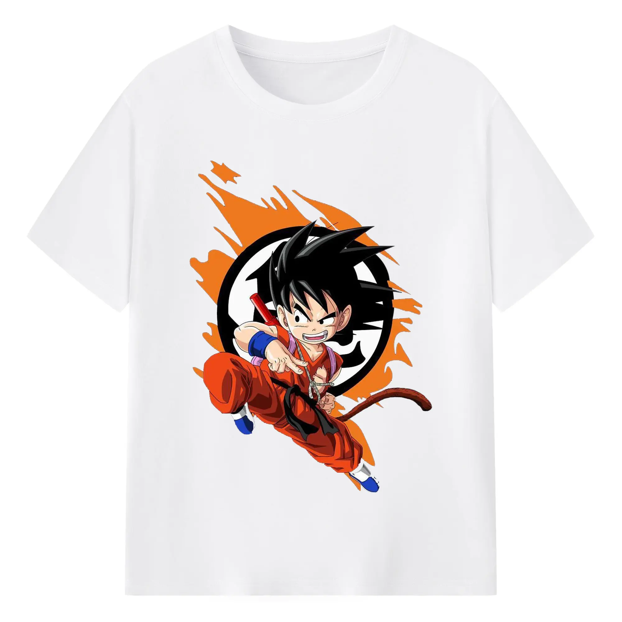 ドラゴンボール 孫悟空 - 綿100％ 半袖Tシャツ ・ フロントプリント ・ 快適 通気性 ・ 日常使い 散歩 スポーツ用