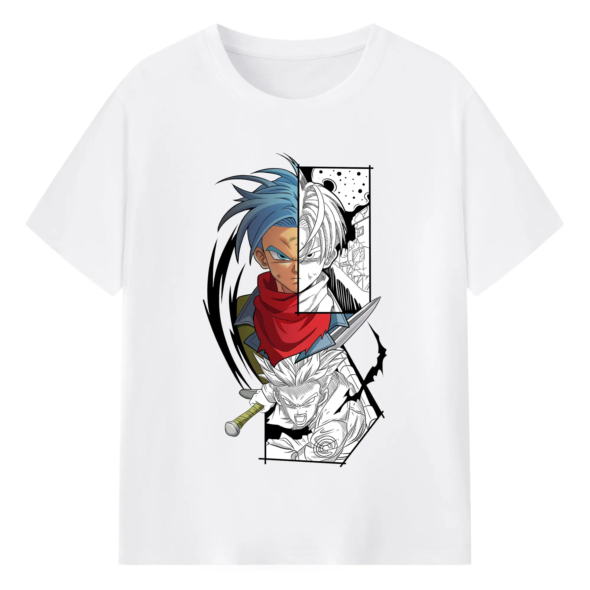 ドラゴンボール トランクス - 綿100％ 半袖Tシャツ ・ フロントプリント ・ 快適 通気性 ・ 日常使い 散歩 スポーツ用