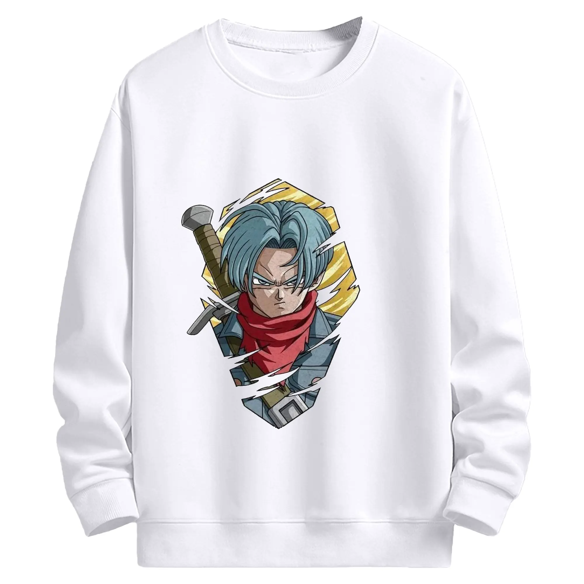 ドラゴンボール トランクス - 高品質 クルーネック スウェット ・ コットン59％ ポリエステル41％ ・ ユニセックス 長袖 トレーナー ・ カジュアル デイリー スポーツ 散歩用