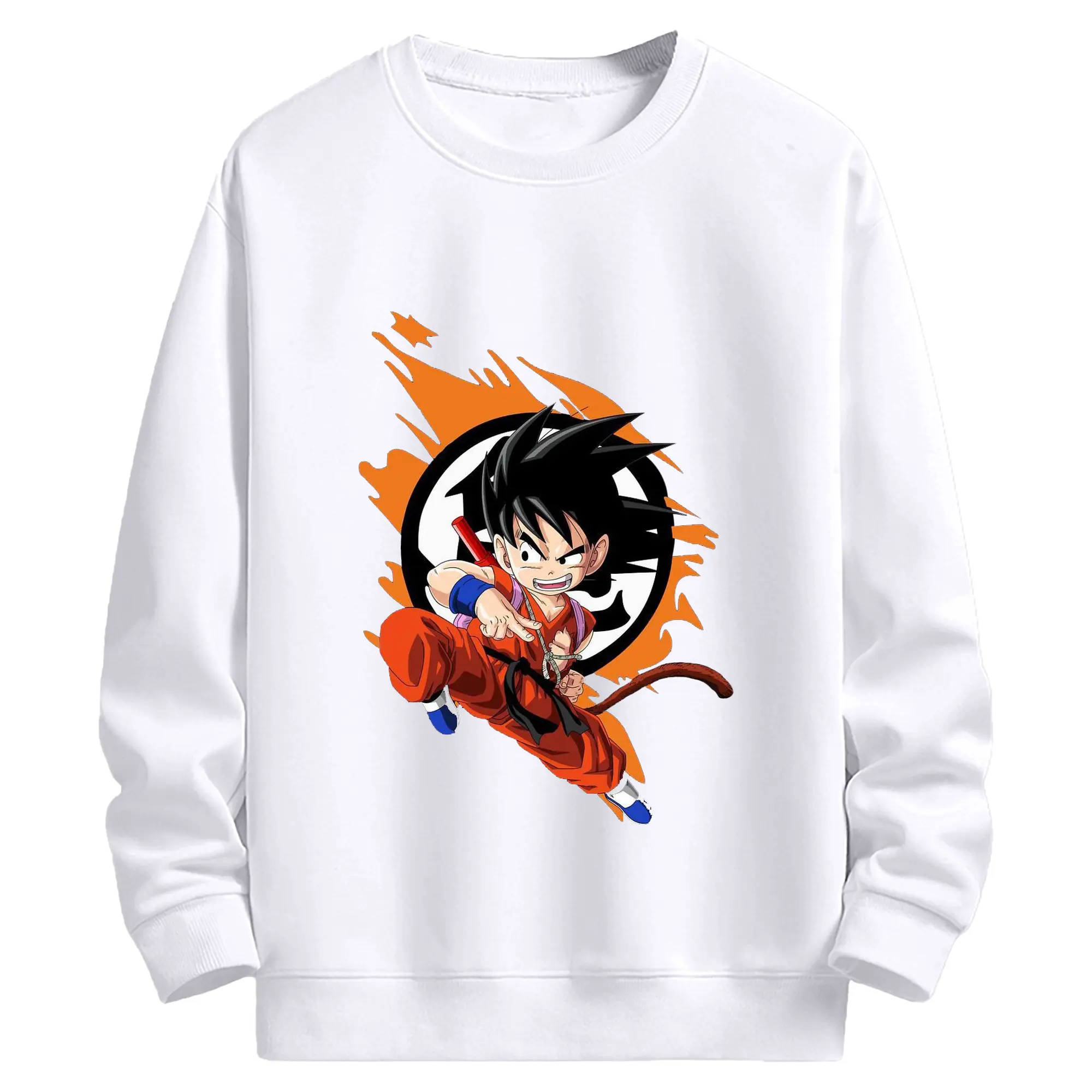 ドラゴンボール 孫悟空 - 高品質 クルーネック スウェット ・ コットン59％ ポリエステル41％ ・ ユニセックス 長袖 トレーナー ・ カジュアル デイリー スポーツ 散歩用