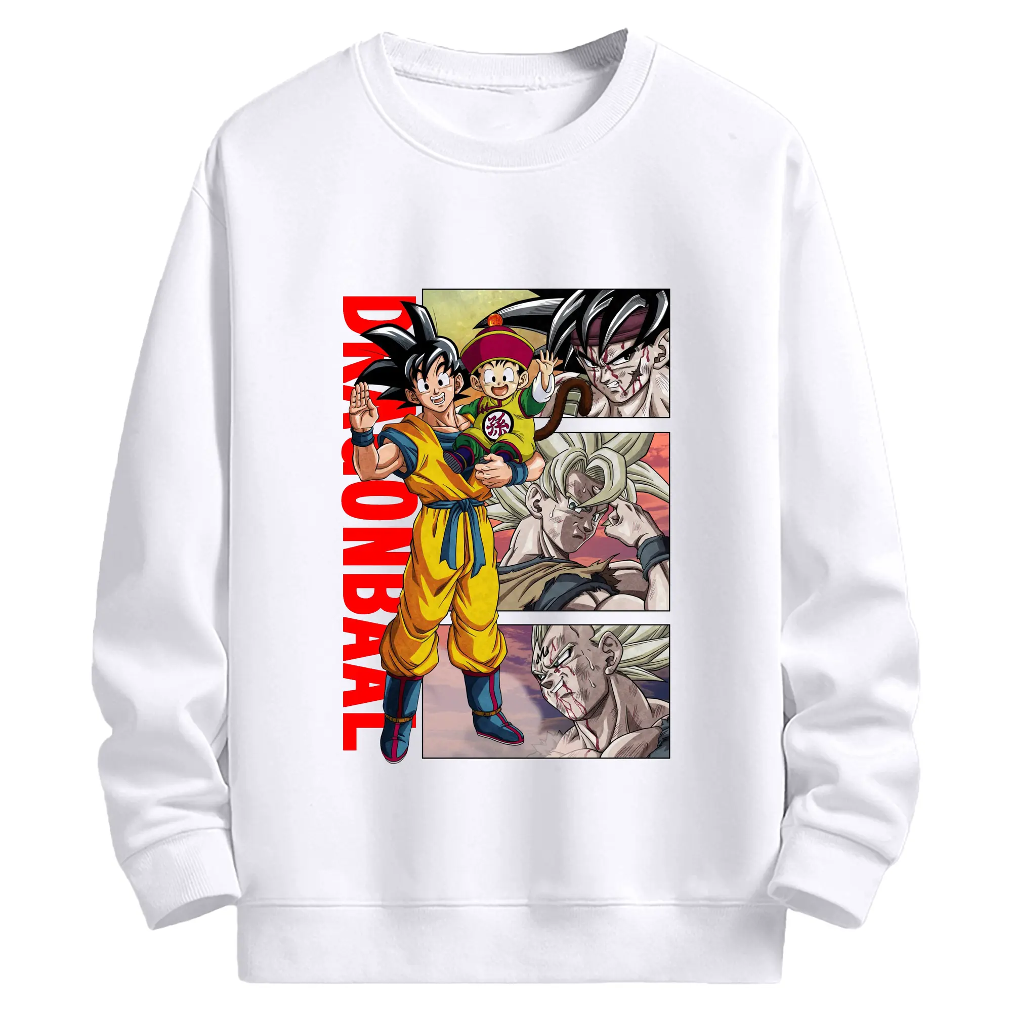 ドラゴンボール 超サイヤ人 孫悟空 - 高品質 クルーネック スウェット ・ コットン59％ ポリエステル41％ ・ ユニセックス 長袖 トレーナー ・ カジュアル デイリー スポーツ 散歩用
