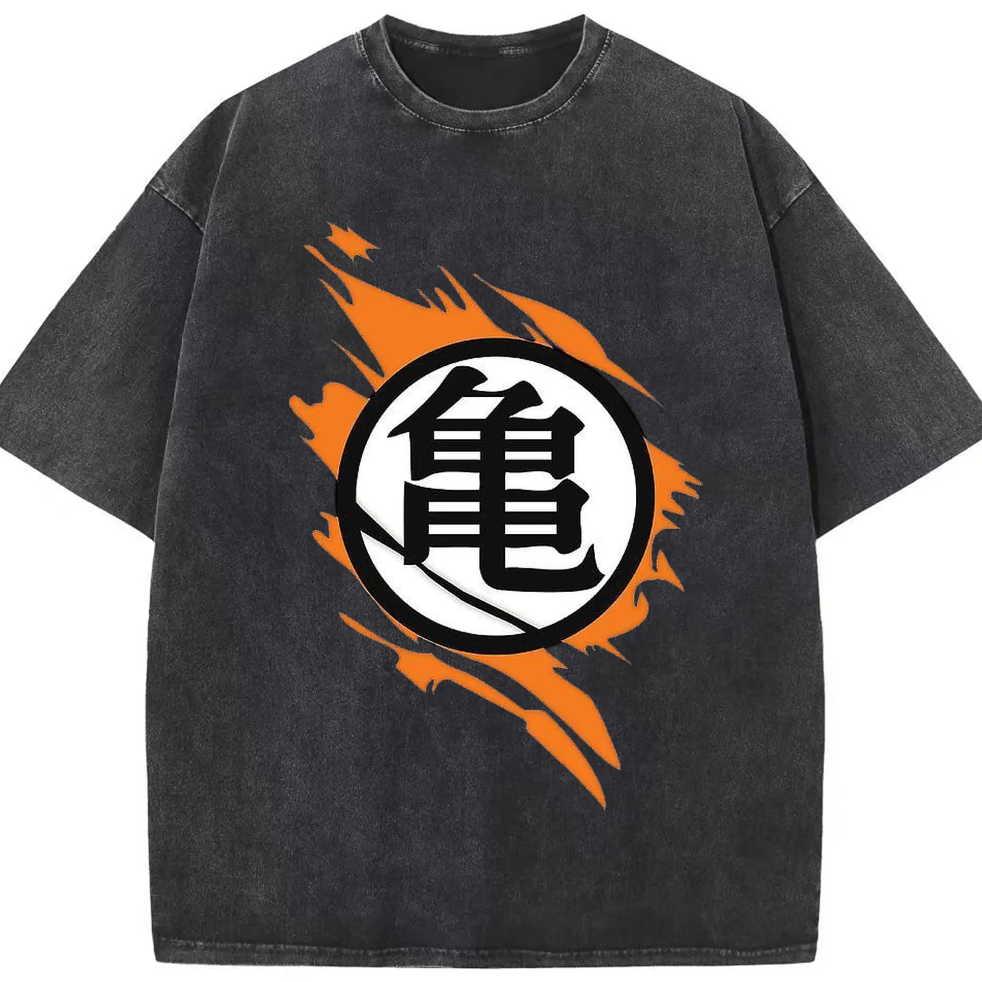 ドラゴンボール 亀仙流ロゴ - 綿100％ ヴィンテージ風 半袖Tシャツ ・ フロントプリント ・ 柔らか肌触り ・ 通気性 快適 ・ スポーツ カジュアル 外出用