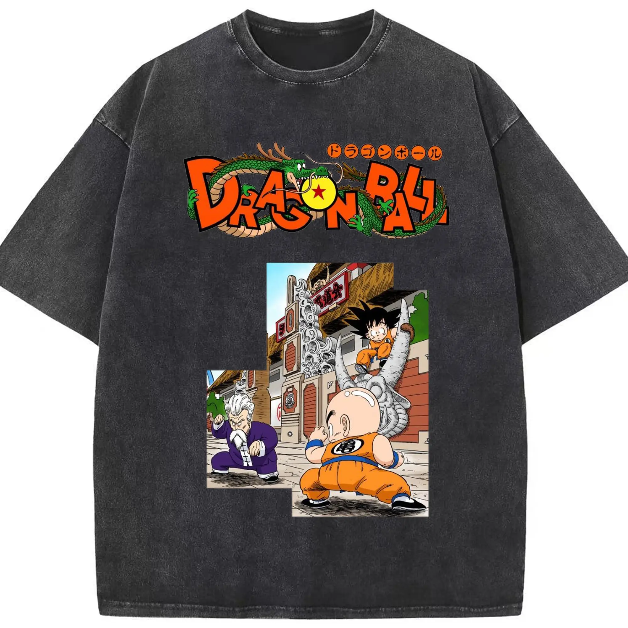 ドラゴンボール  天下一武道会 - 綿100％ ヴィンテージ風 半袖Tシャツ ・ フロントプリント ・ 柔らか肌触り ・ 通気性 快適 ・ スポーツ カジュアル 外出用