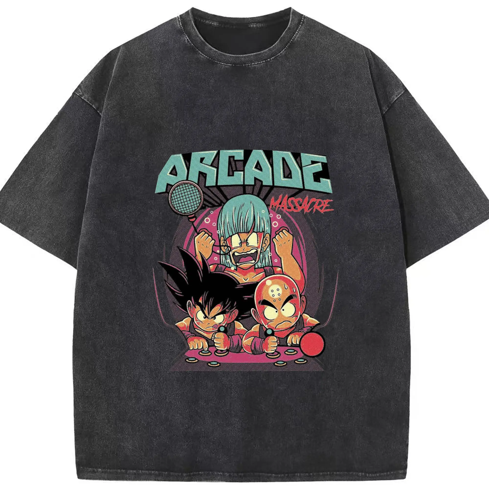 ドラゴンボール 孫悟空＆ブルマ コラボバトル！ - 綿100％ ヴィンテージ風 半袖Tシャツ ・ フロントプリント ・ 柔らか肌触り ・ 通気性 快適 ・ スポーツ カジュアル 外出用