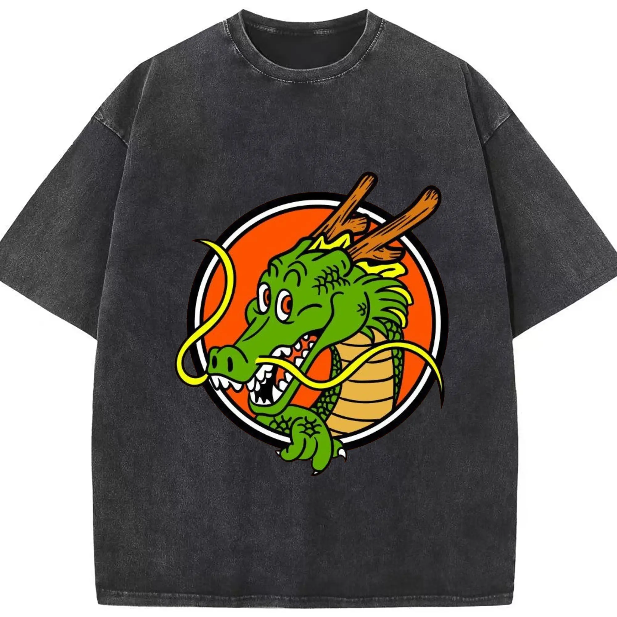 ドラゴンボール DRAGON BALL シェンロン - 綿100％ ヴィンテージ風 半袖Tシャツ ・ フロントプリント ・ 柔らか肌触り ・ 通気性 快適 ・ スポーツ カジュアル 外出用